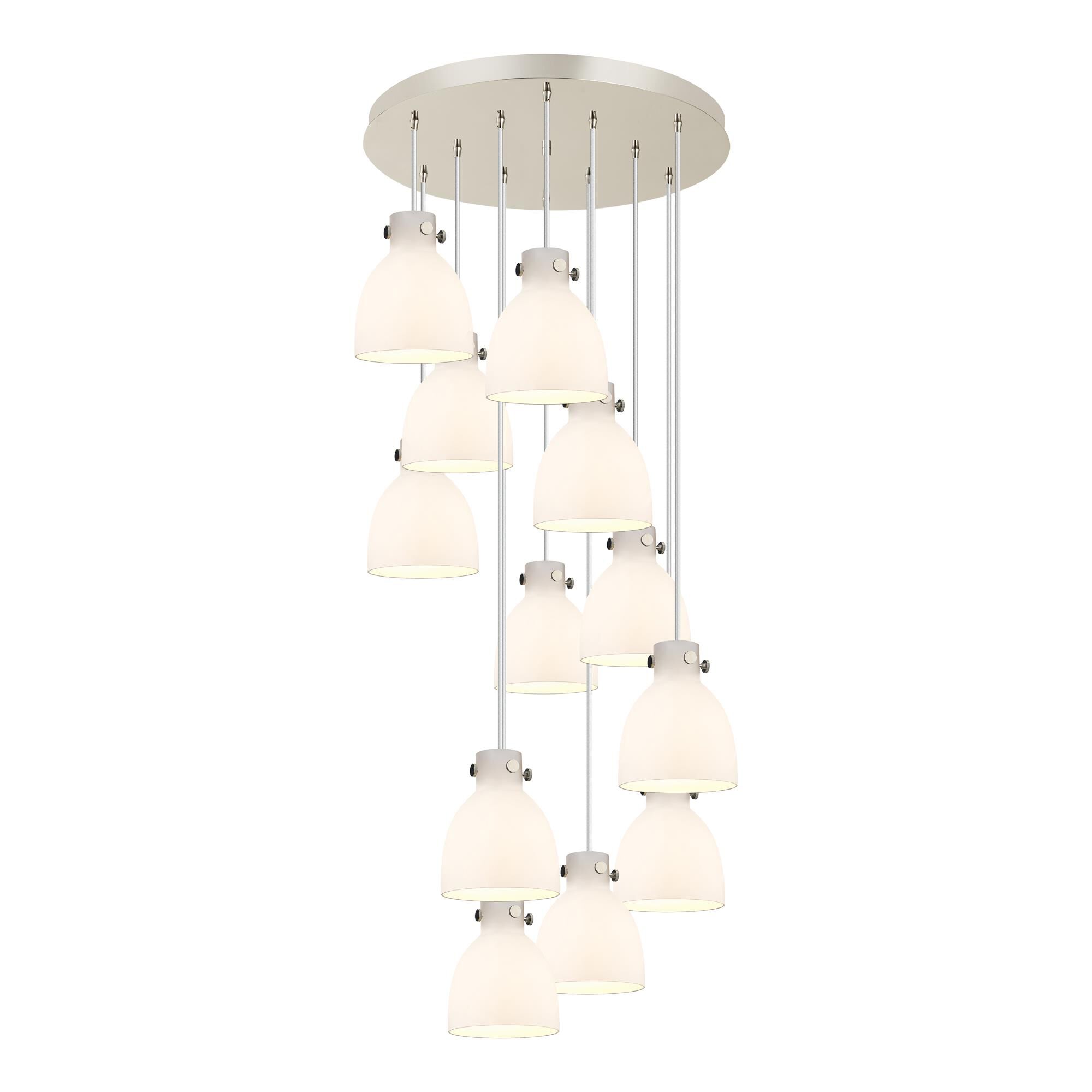 Shown in Polished Nickel finish and White glass and White Glass shade