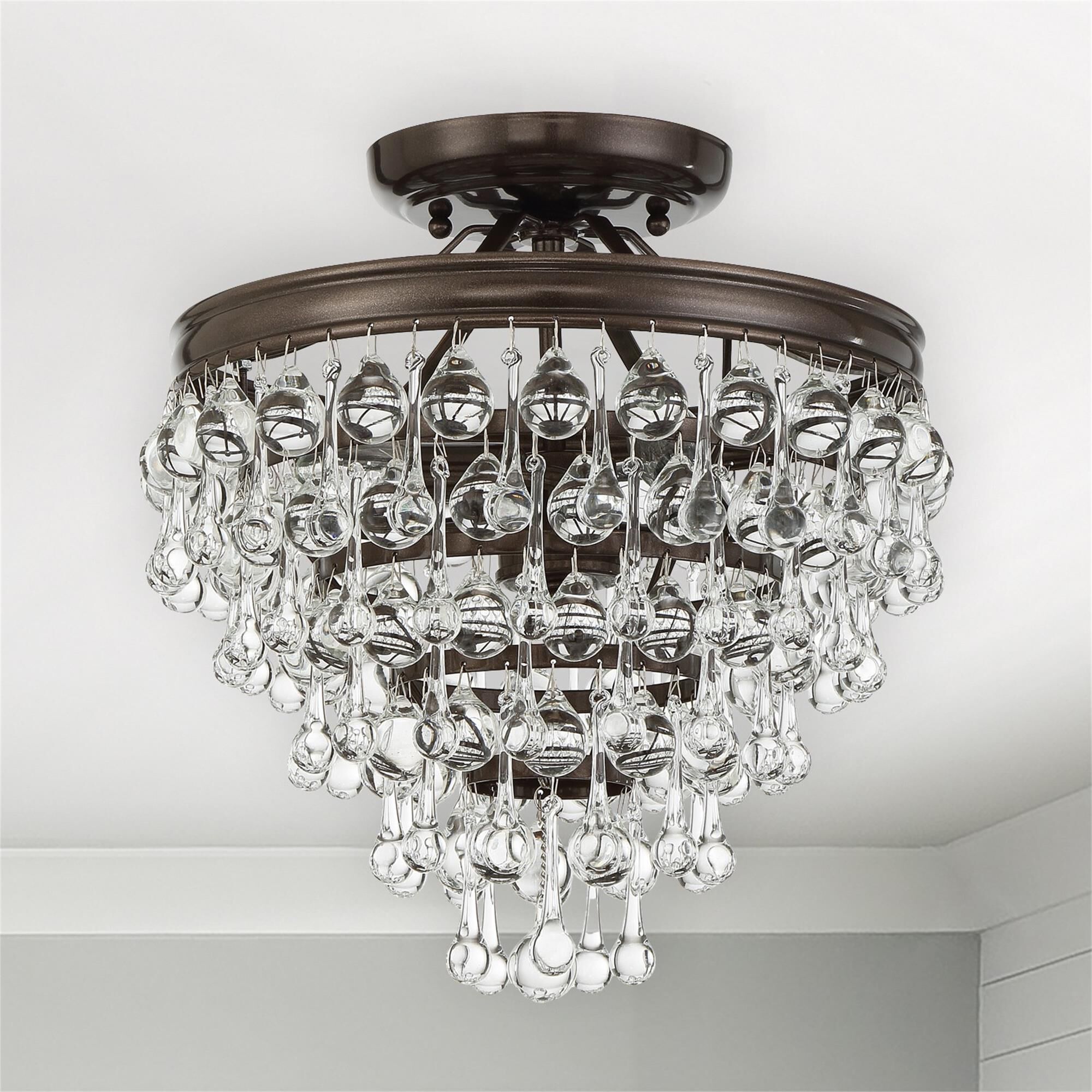 Shown in Vibrant Bronze finish and Clear Glass Drops crystal