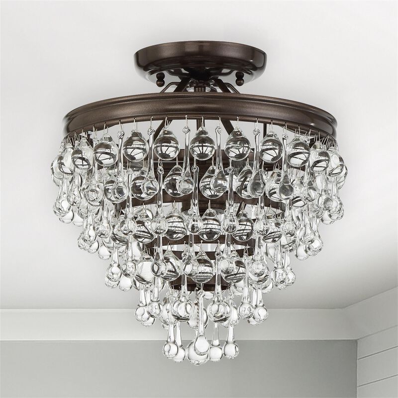 Calypso 13 Inch 3 Light Semi Flush Mount by Crystorama