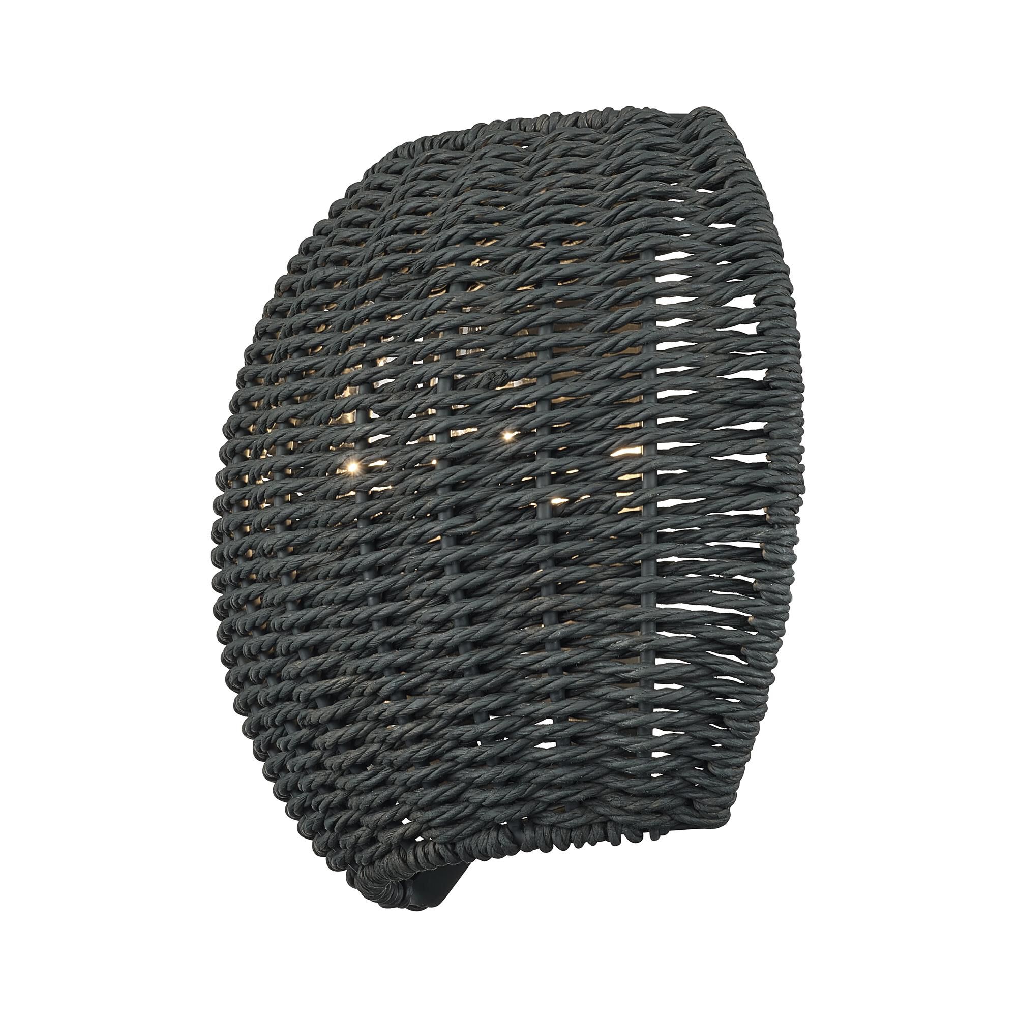 Shown in Black finish and Hand-Woven Midnight Black Color Paper Rope shade