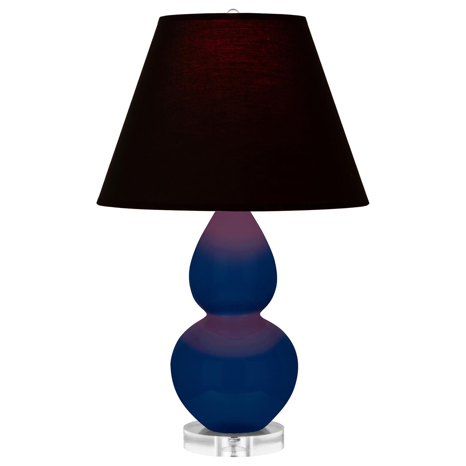 Shown in Cobalt finish and Ink Black with Rose Red Lining shade and Lucite accent
