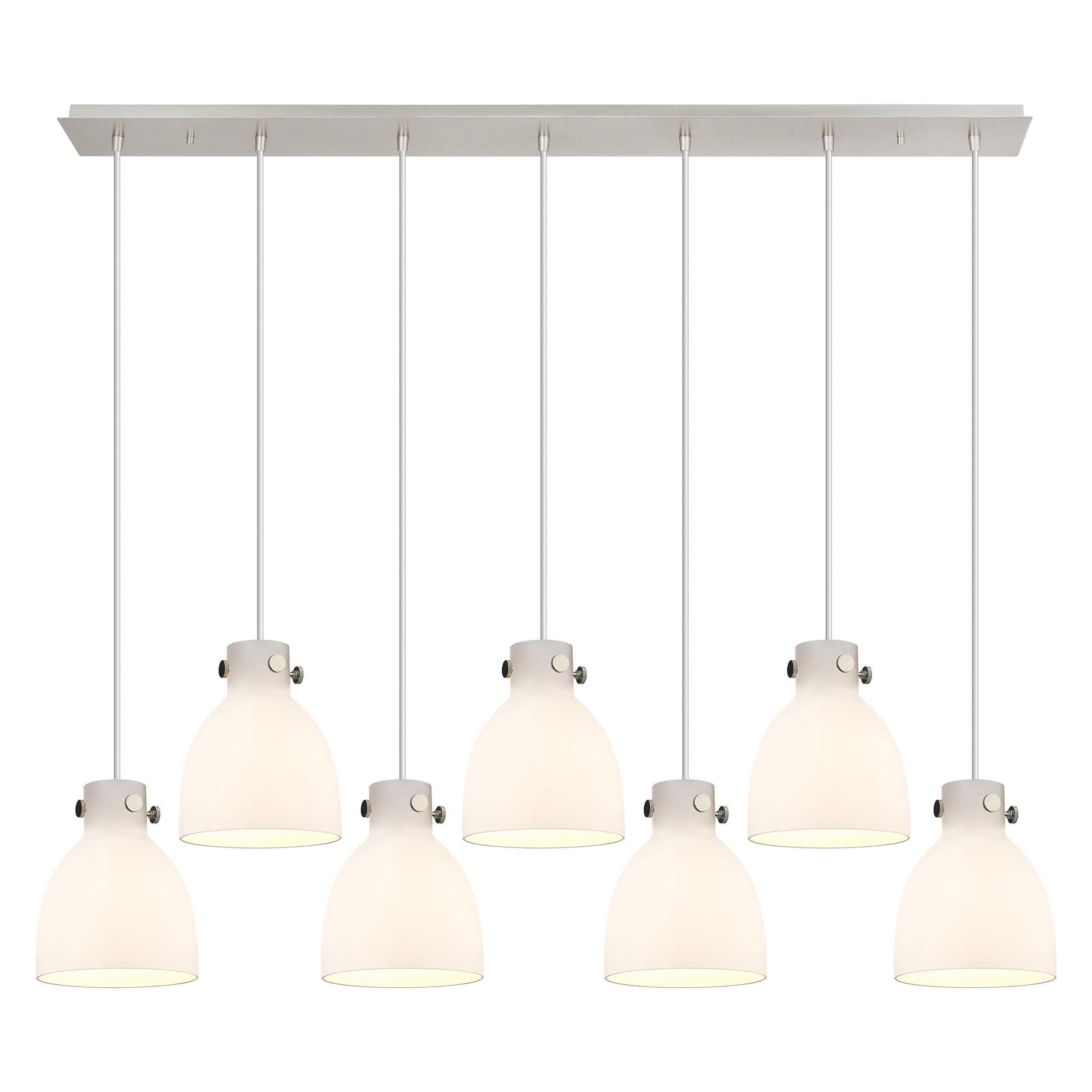 Shown in Polished Nickel finish and White glass and White Glass shade