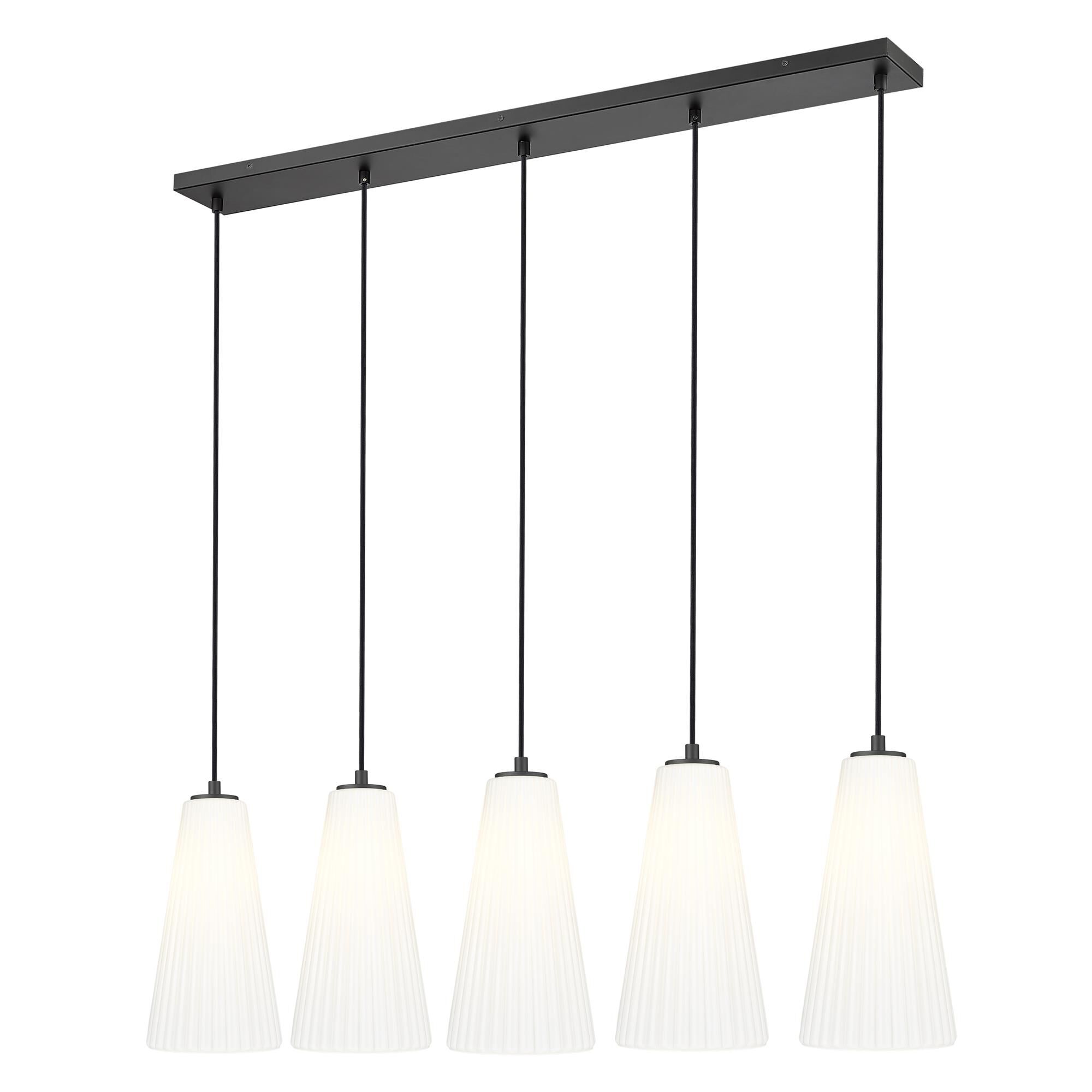 Shown in Matte Black finish and White glass and White shade
