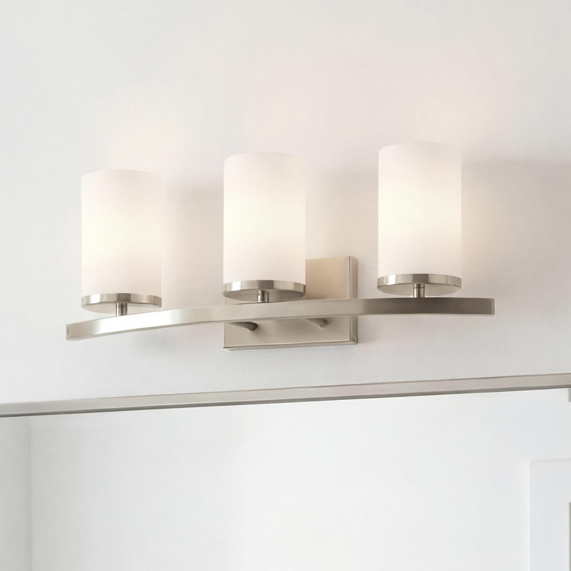 Shown in Brushed Nickel finish and Satin Etched Cased Opal glass