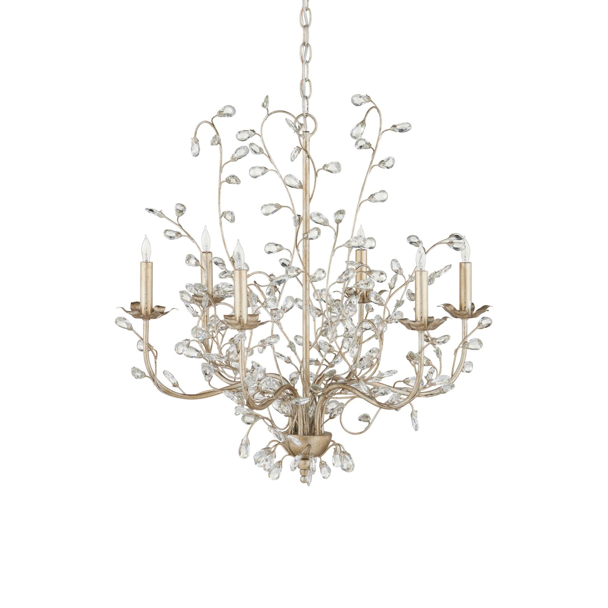 Crystal Bud 28 Inch 6 Light Chandelier by Currey and Company