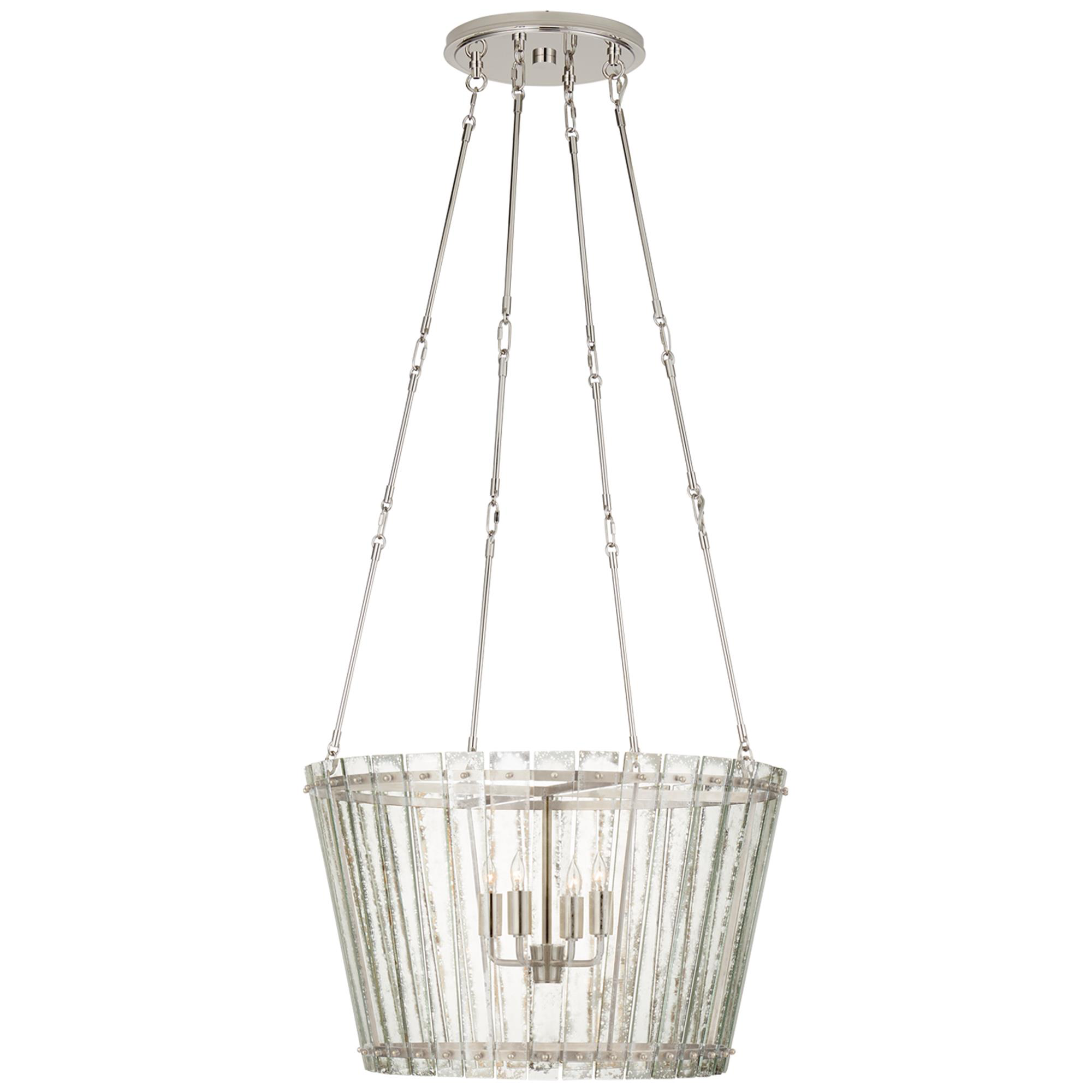 Shown in Polished Nickel finish and Antique Mirror glass and Antique Mirror shade