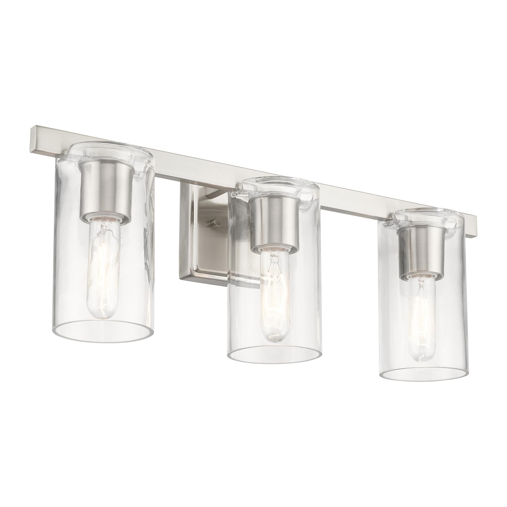 Shown in Brushed Nickel finish and Clear glass