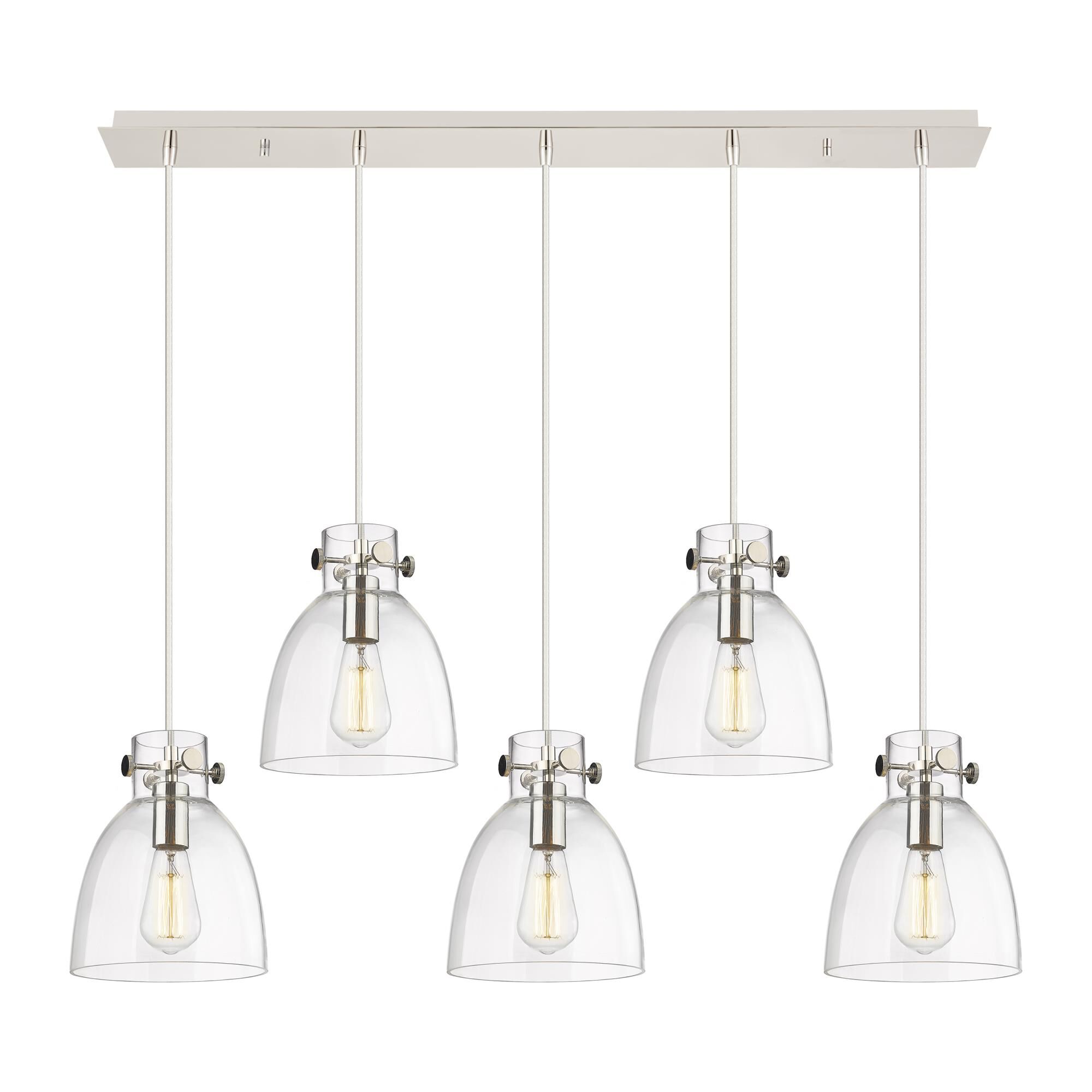 Shown in Polished Nickel finish and Clear glass and Clear Glass shade