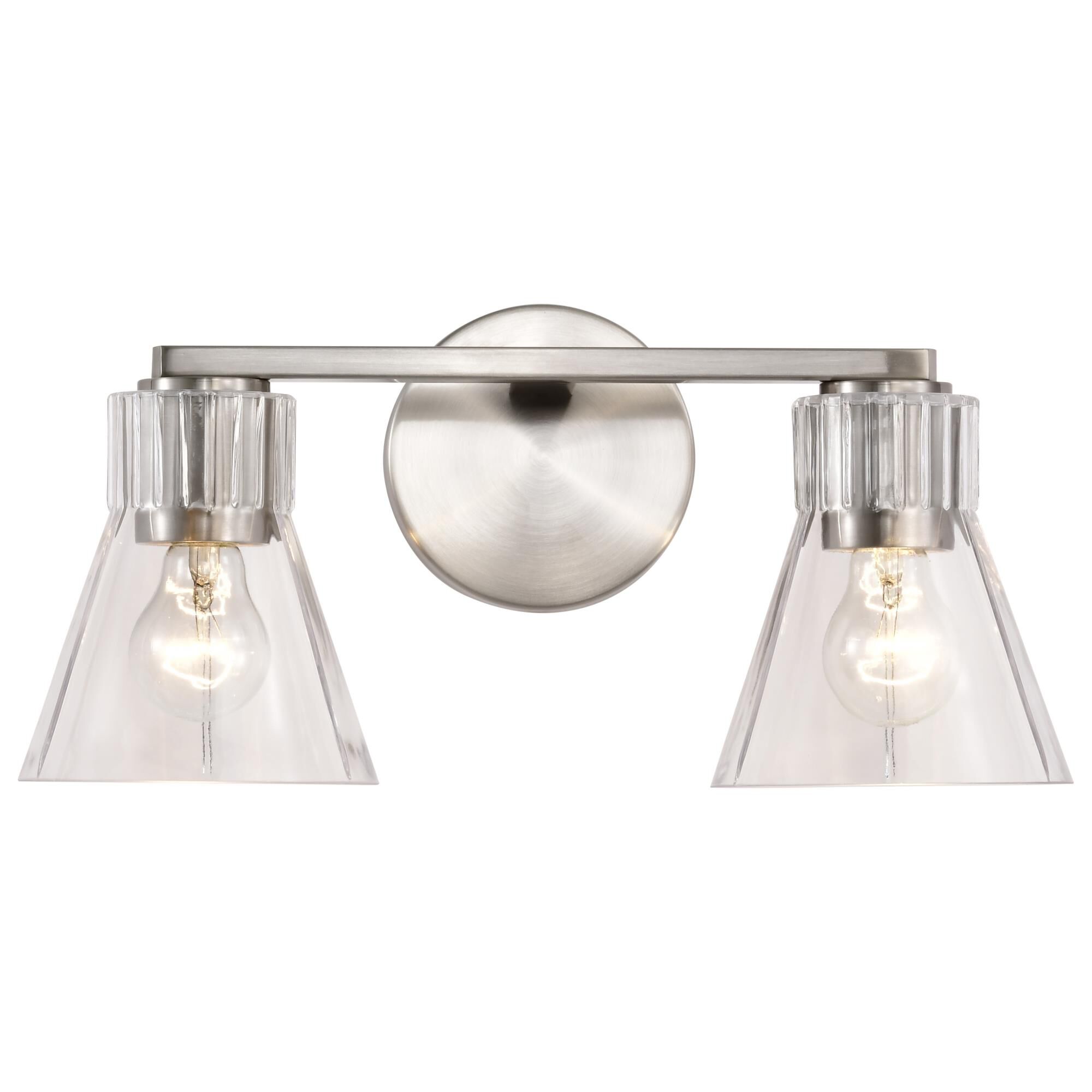 Shown in Brushed Nickel finish and Clear glass