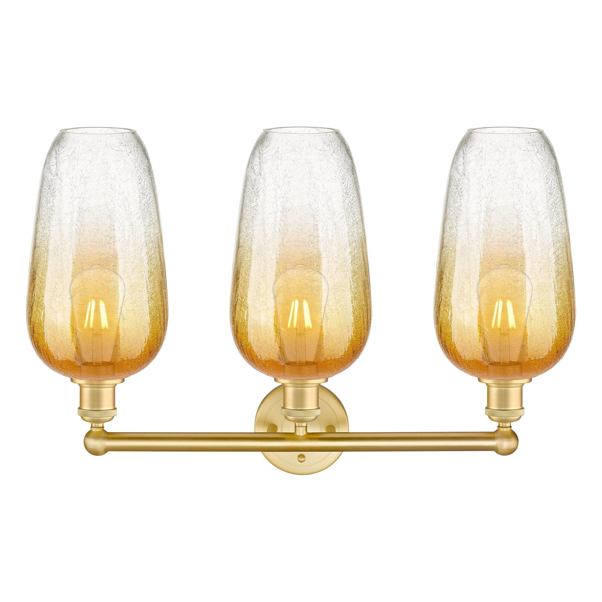 Shown in Satin Gold finish and Amber glass