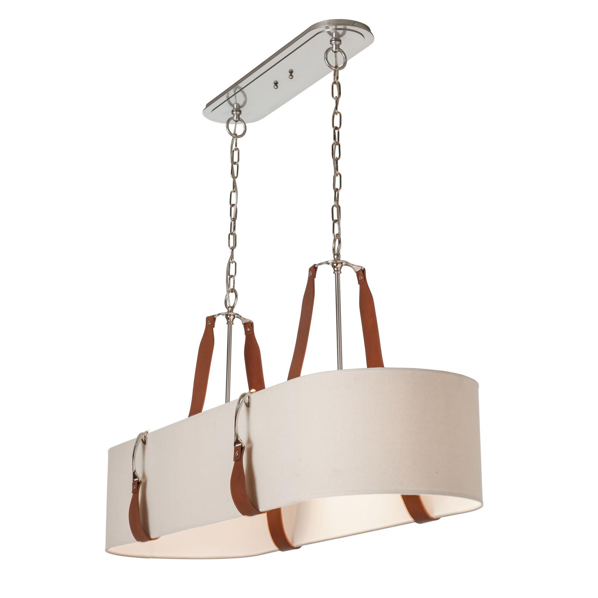 Shown in Polished Nickel finish and Flax shade and Leather Chestnut accent