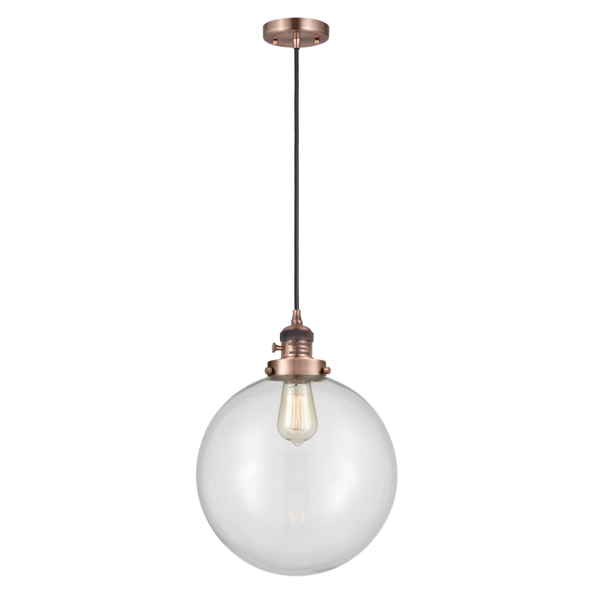 Shown in Antique Copper finish and Clear glass