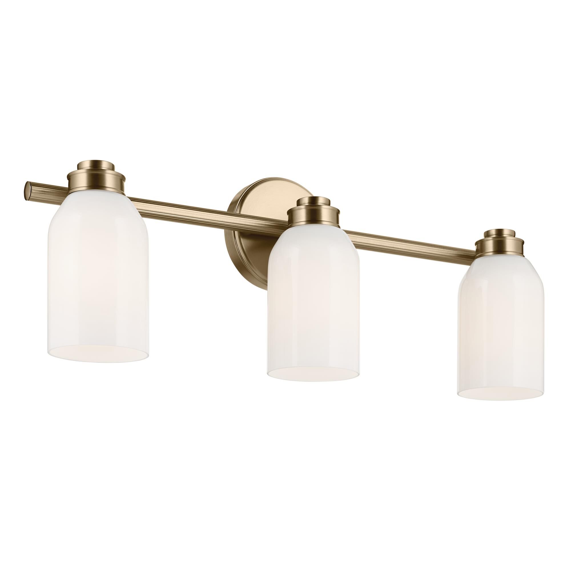 Shown in Champagne Bronze finish and Opal glass