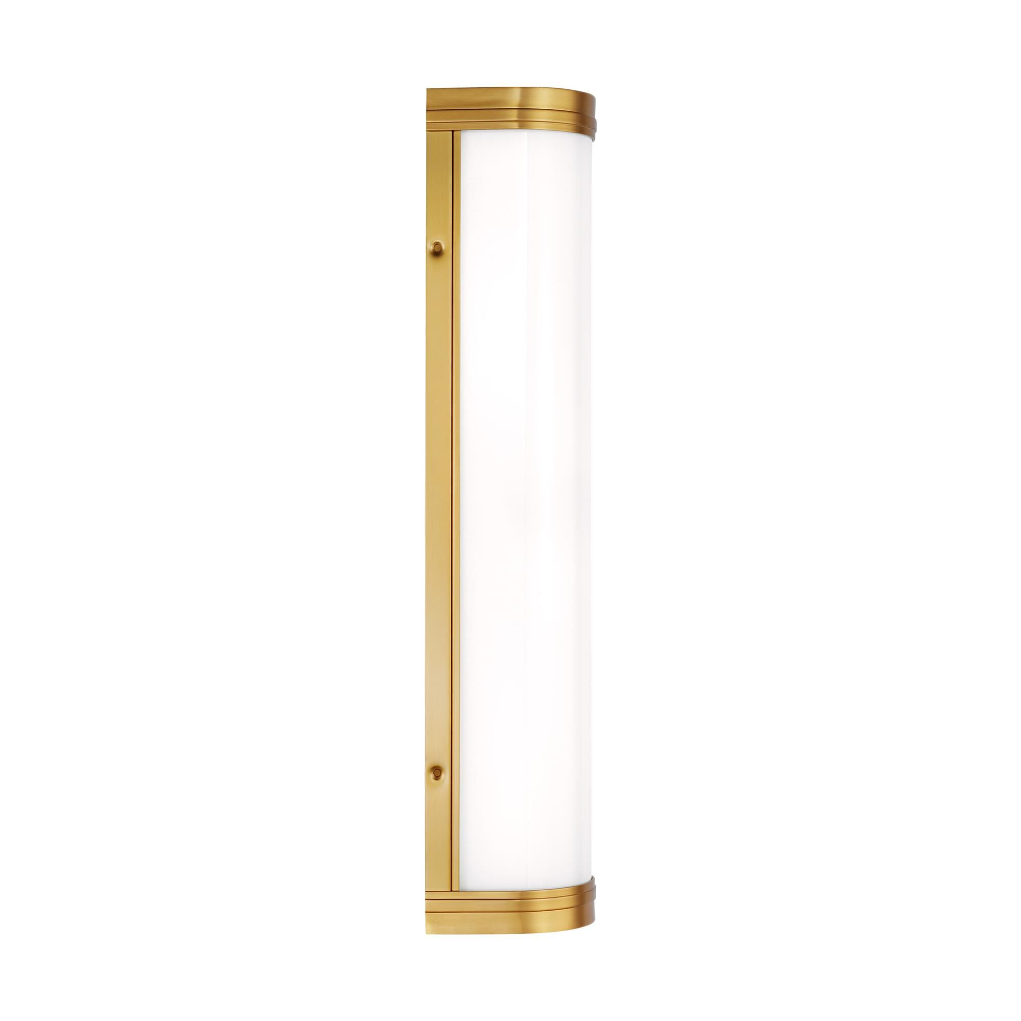 Shown in Burnished Brass finish and Opal Etched Glass shade