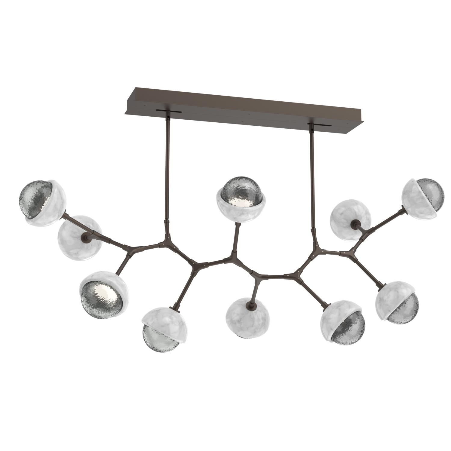 Shown in Flat Bronze finish and Smoke glass and White Marble accent