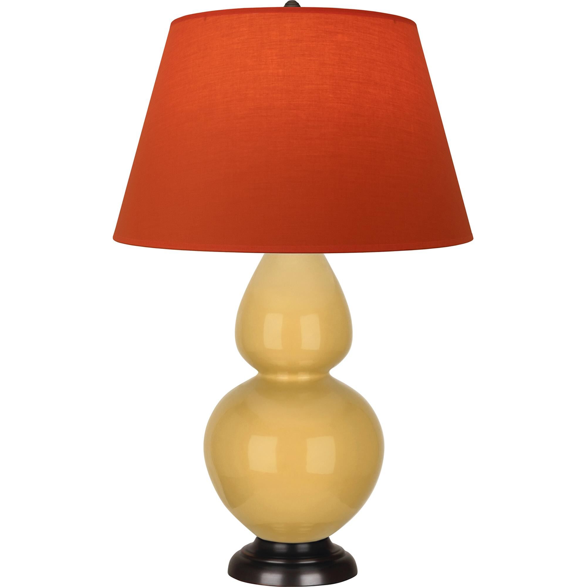 Shown in Sunset Yellow finish and Tangerine and Taupe Lining shade and Deep Patina Bronze accent
