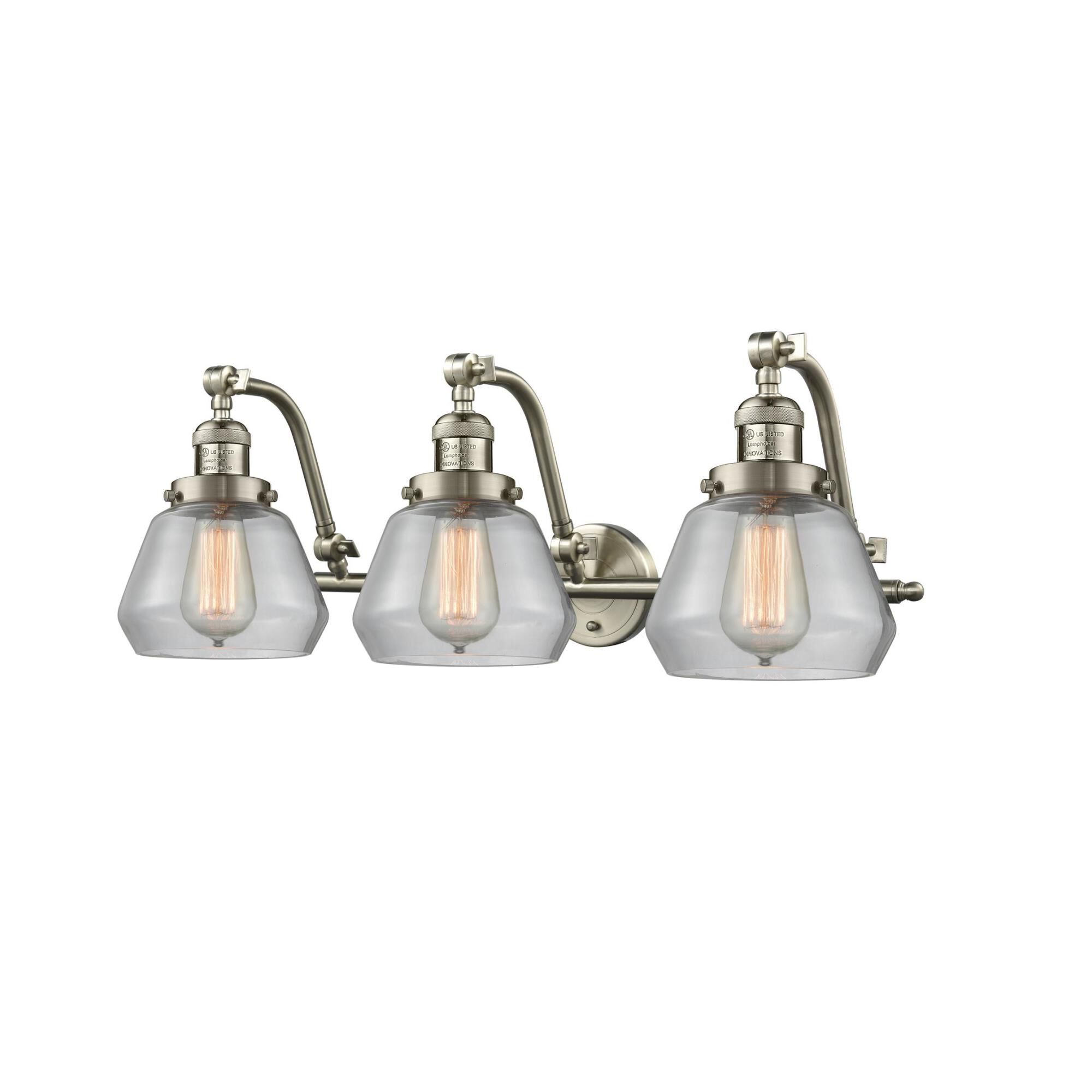 Shown in Brushed Satin Nickel finish and Clear glass