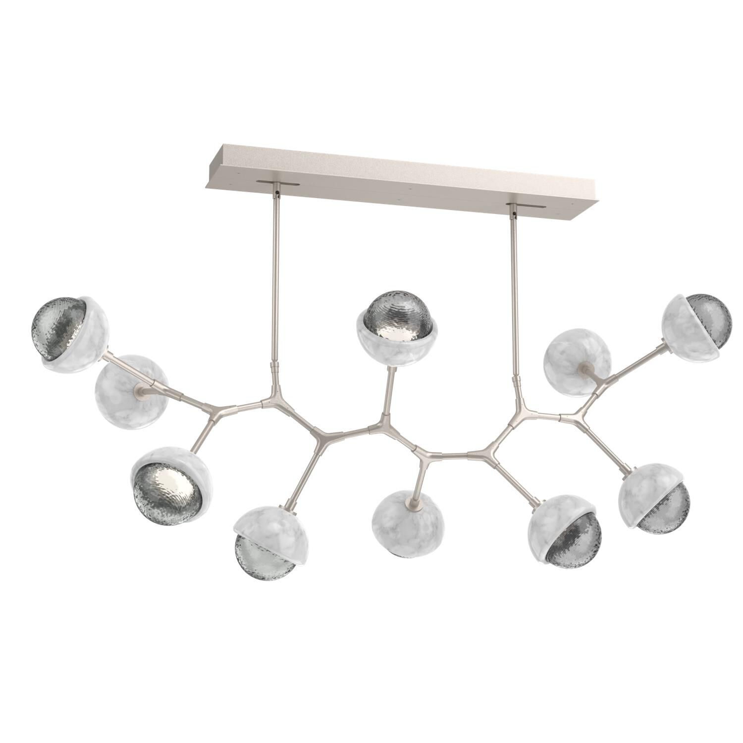 Shown in Beige Silver finish and Smoke glass and White Marble accent