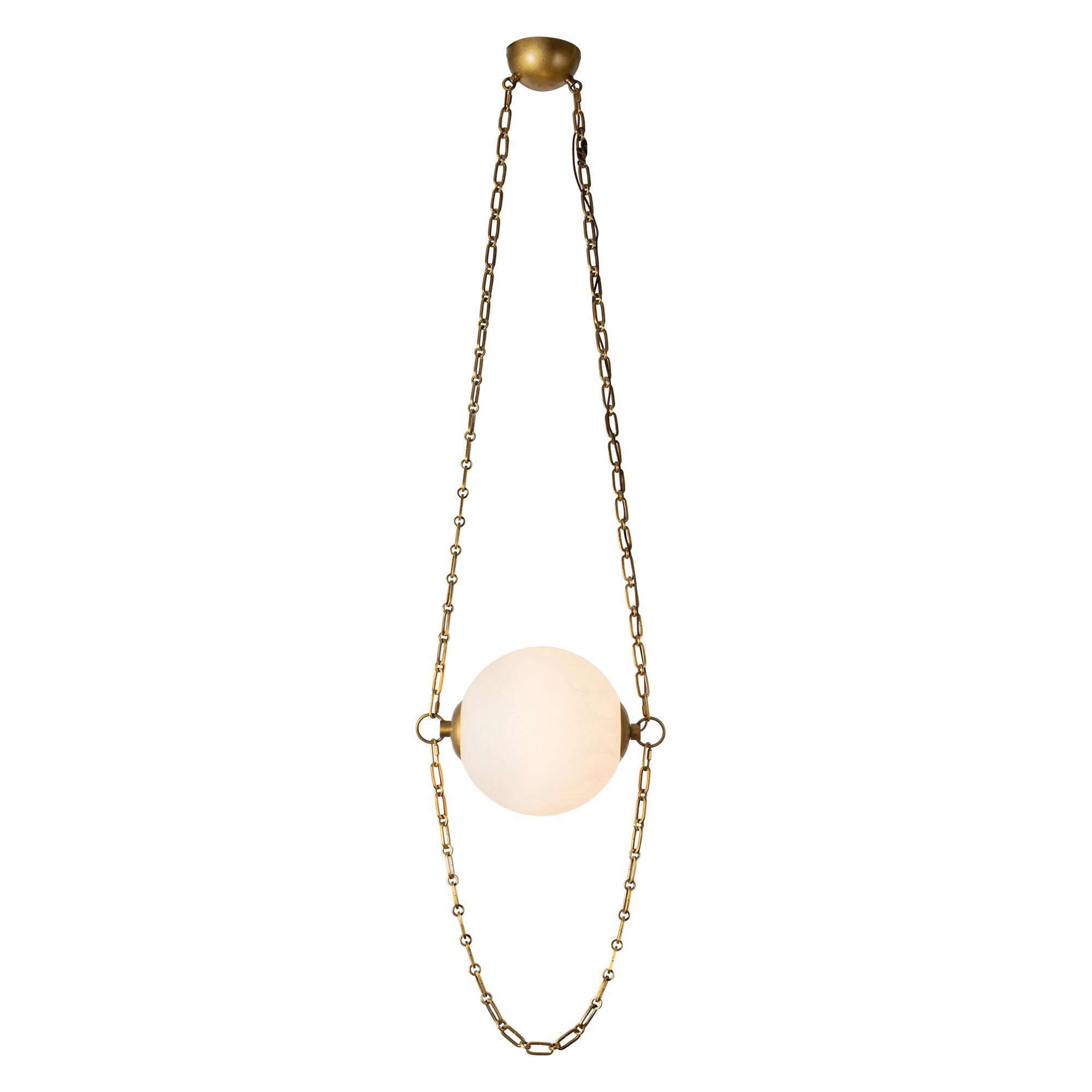 Shown in Vintage Brass finish and Cloud glass