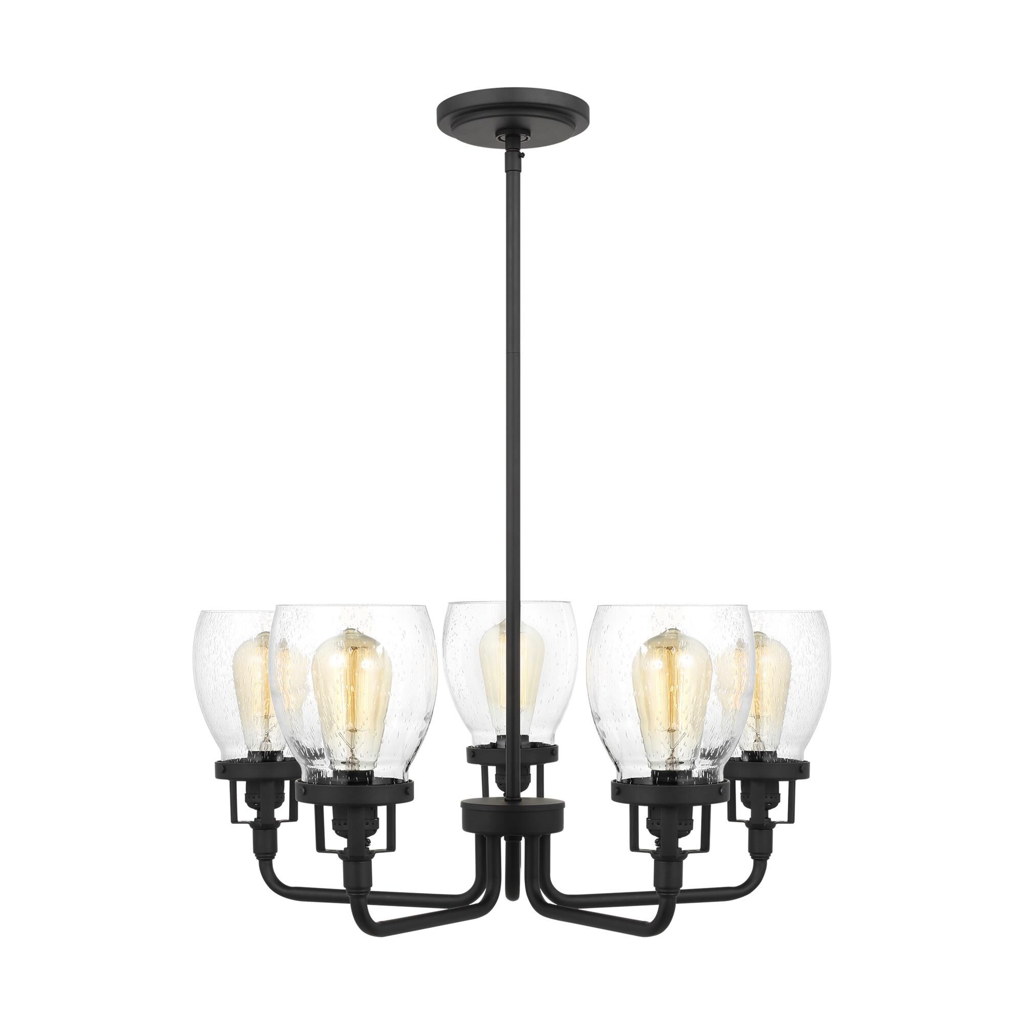 Shown in Midnight Black finish and Clear Seeded glass and Clear Seeded Glass s shade