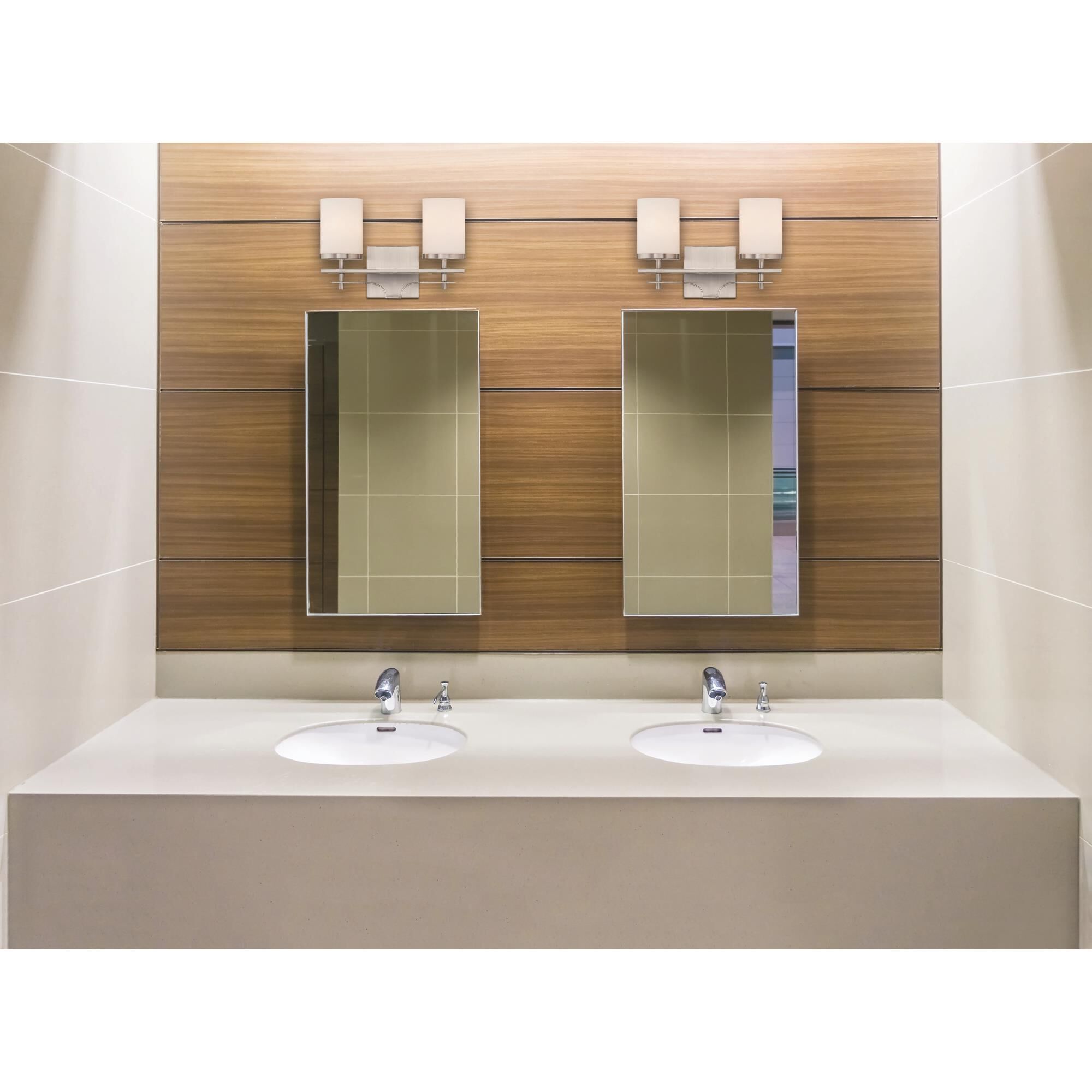 Shown in Satin Nickel finish and White Opal glass