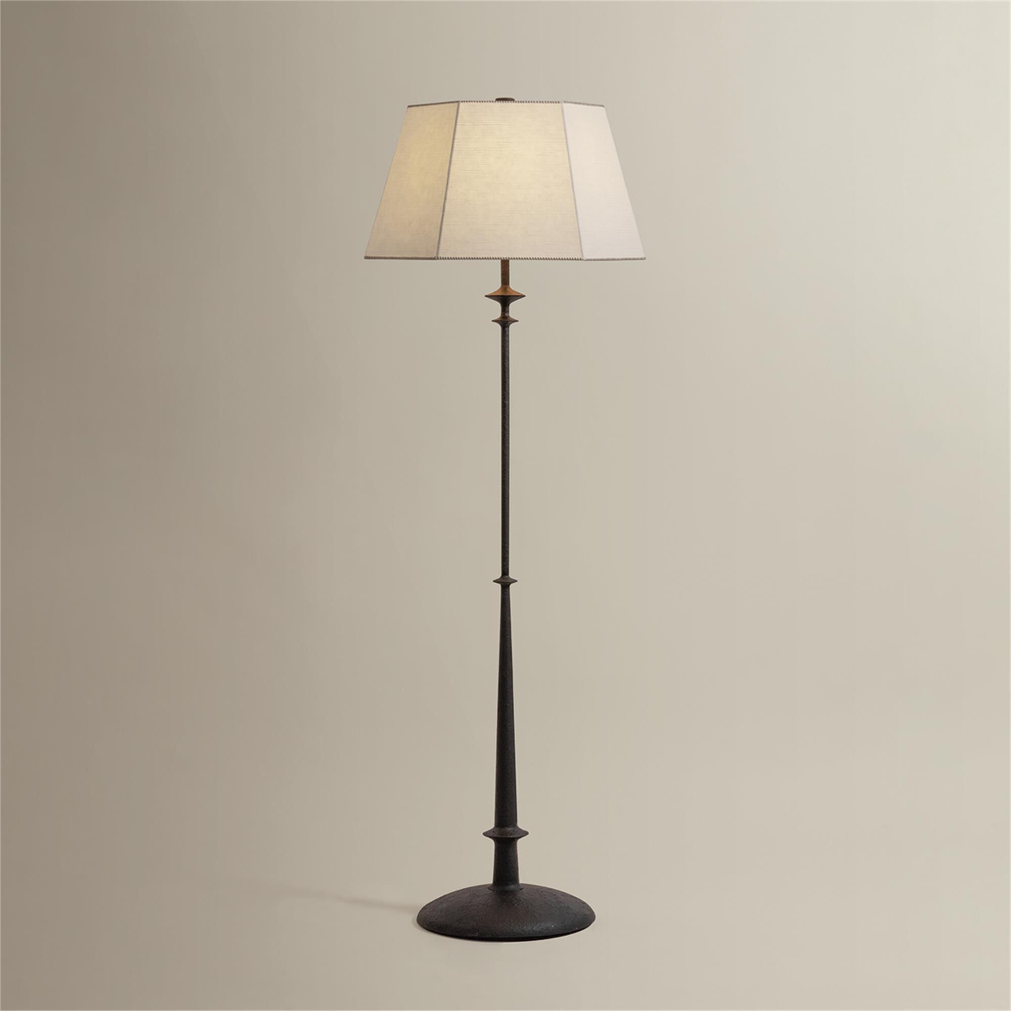 Shown in Black Iron finish and Handmade Paper shade