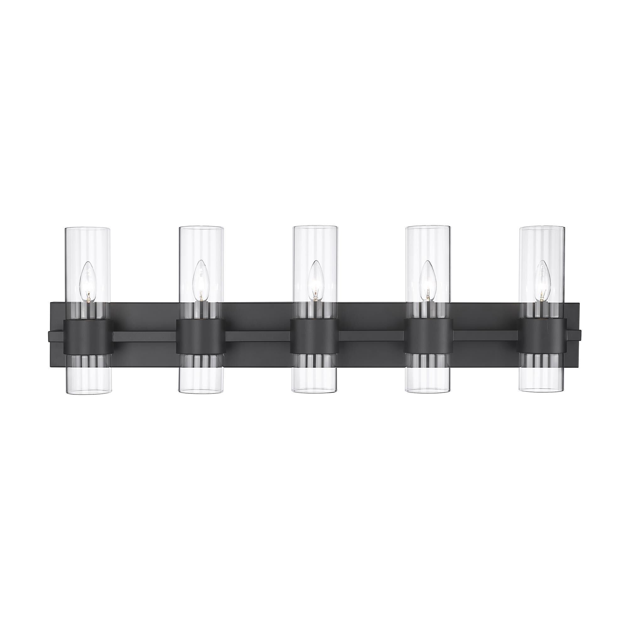 Shown in Matte Black finish and Clear glass