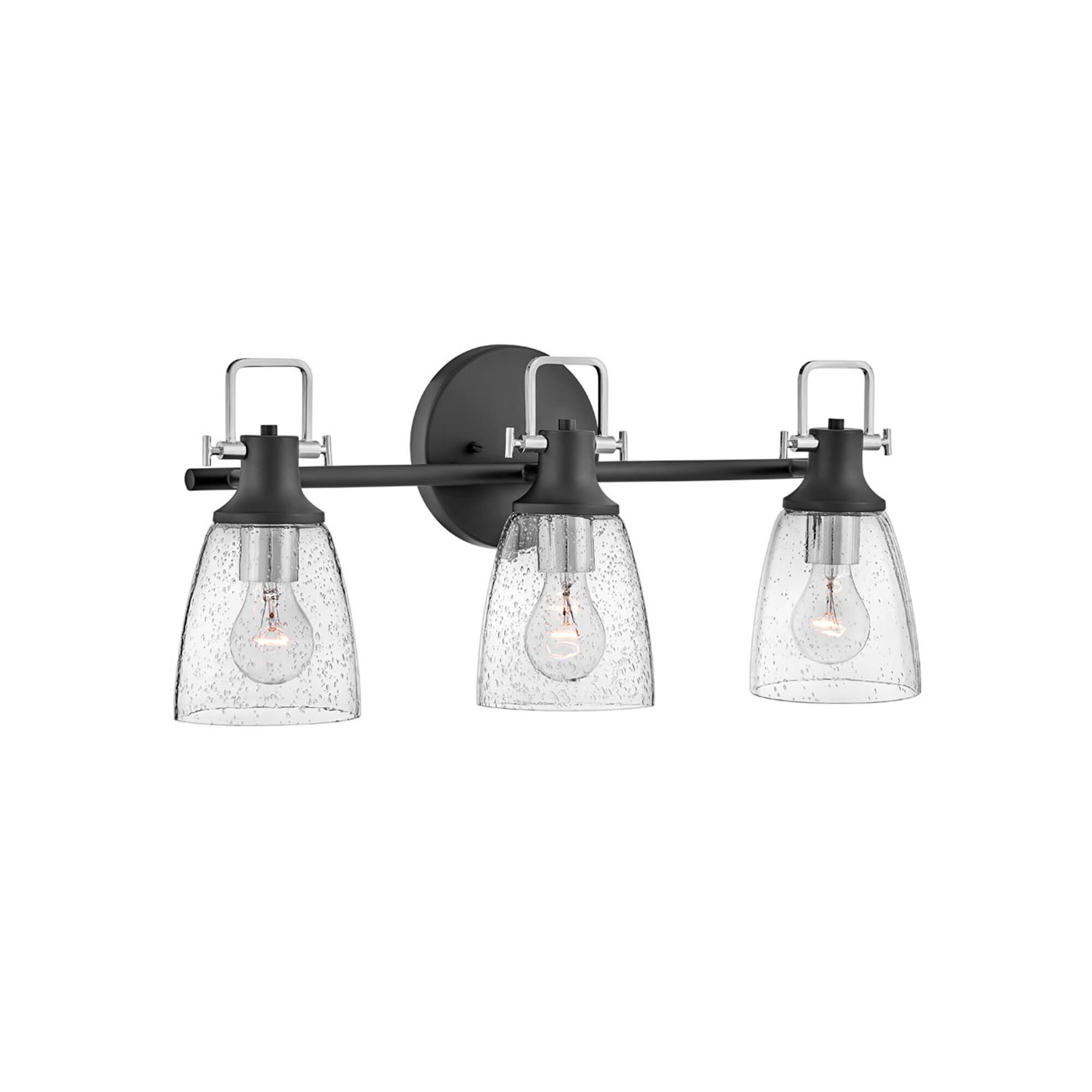 Shown in Black with Chrome finish and Clear Seedy glass