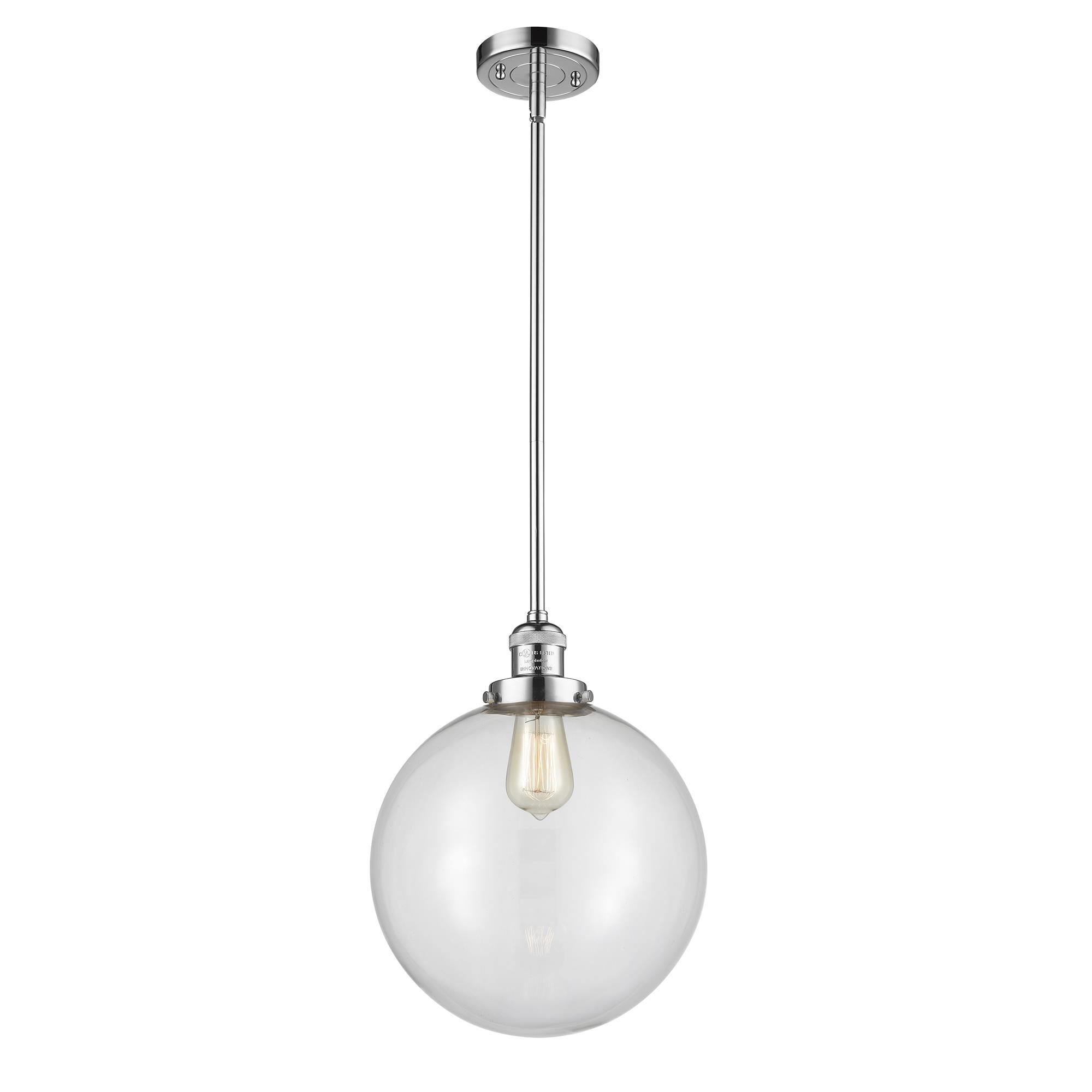 Shown in Polished Chrome finish and Clear Beacon glass