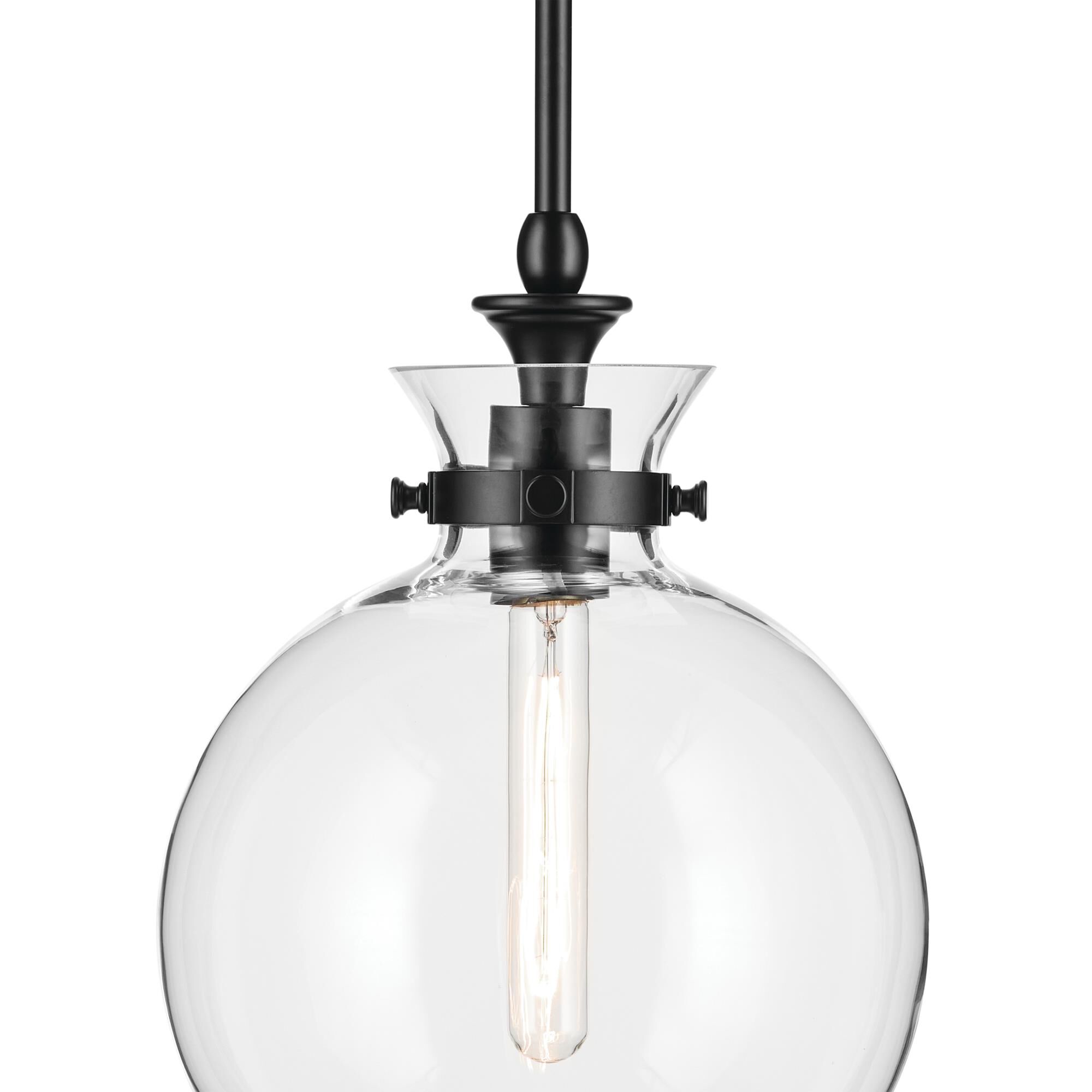 Shown in Black finish and Clear glass