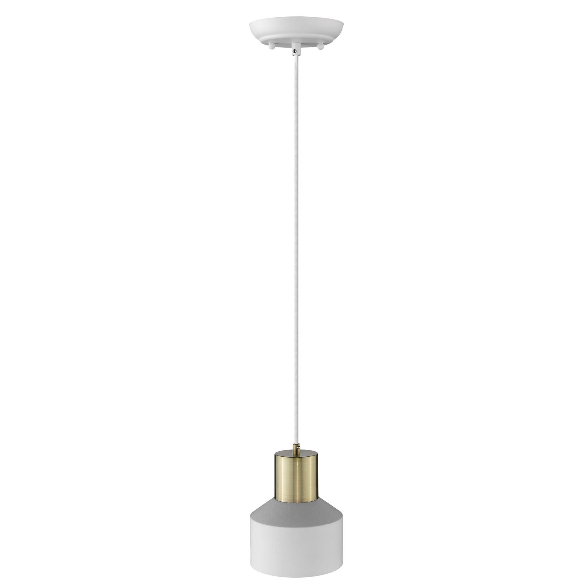 Shown in White finish and White glass and White Metal Drum shade