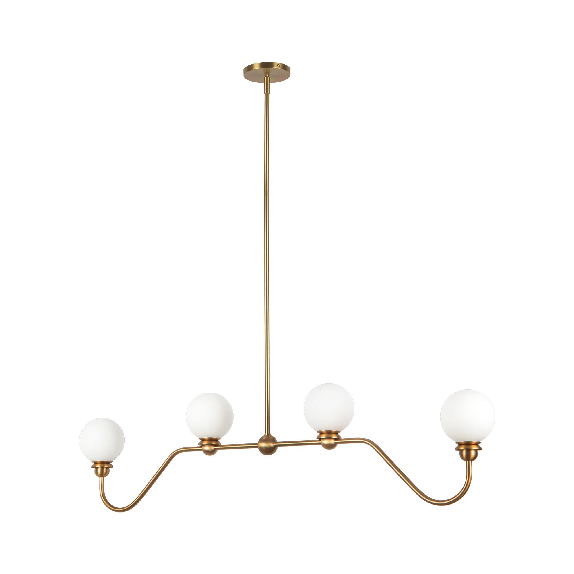 Shown in Brushed Gold finish and Matte Opal glass