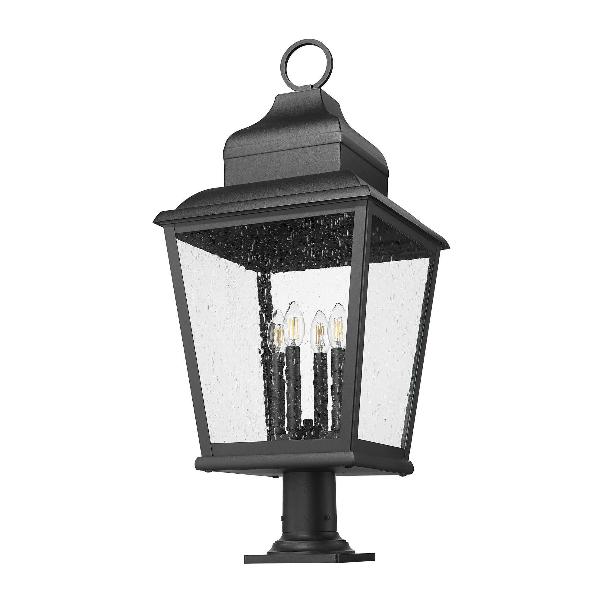 Shown in Sand Black finish and Clear Seedy glass