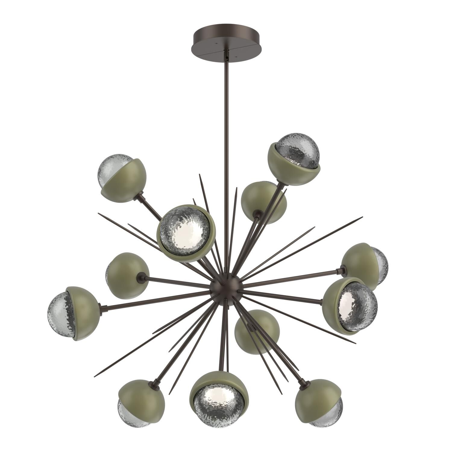 Shown in Flat Bronze finish and Smoke glass and Sage Green accent