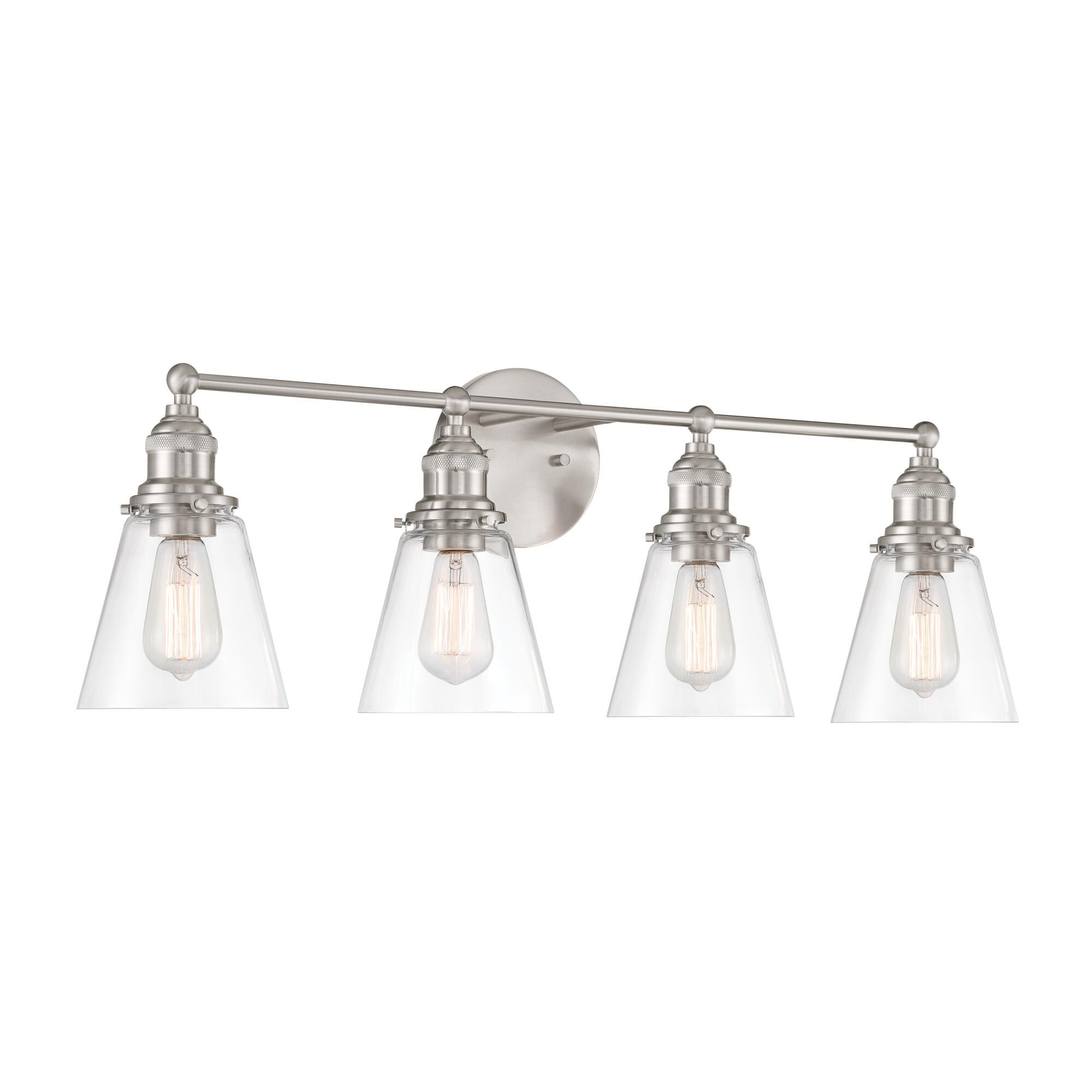 Shown in Brushed Nickel finish and Clear glass