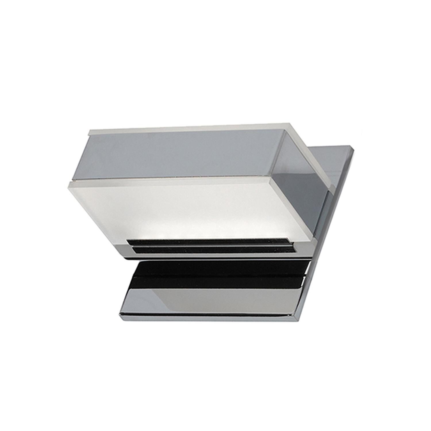 Shown in Polished Chrome and White finish and White Acrylic Rectangle glass
