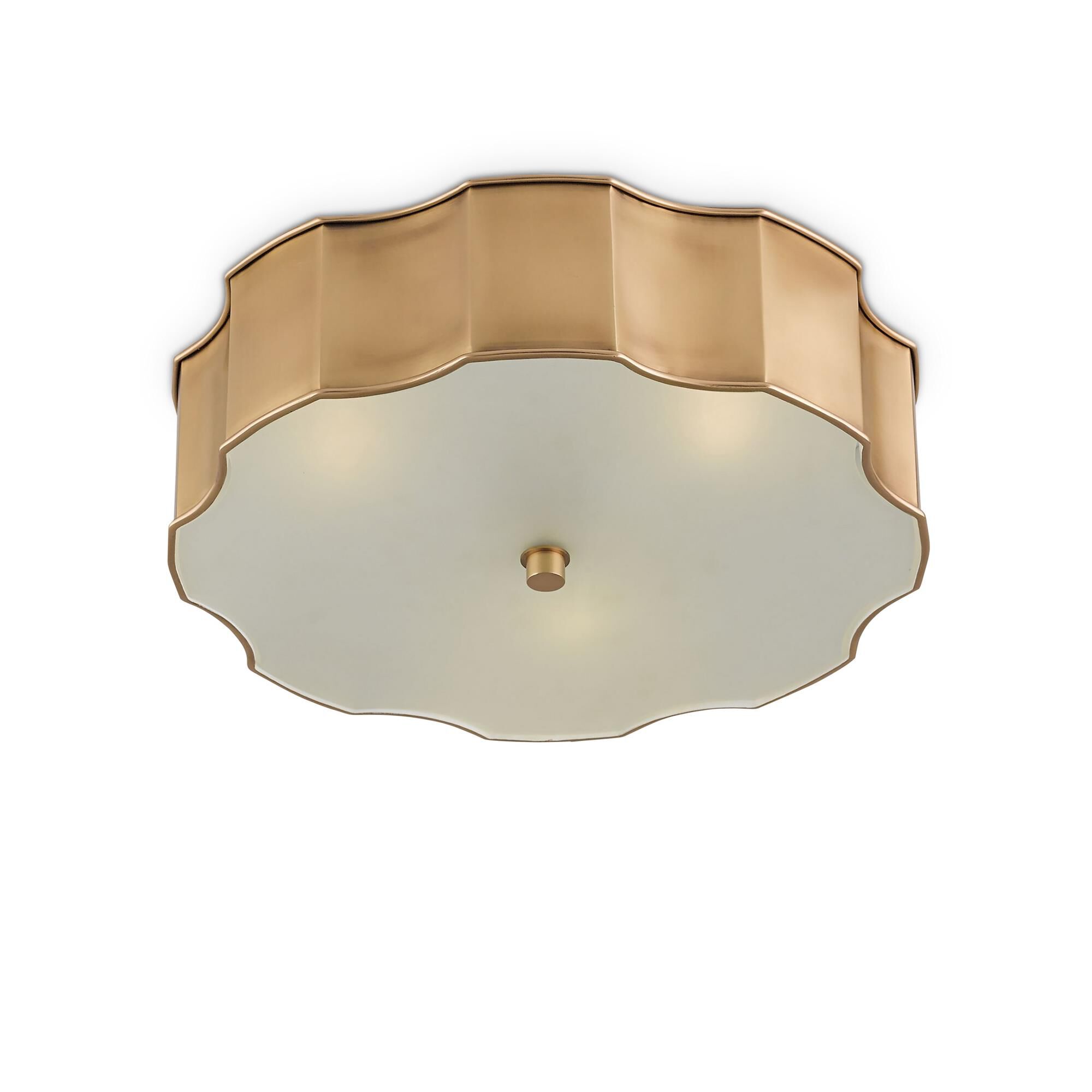 Shown in Antique Brass finish and Opaque glass