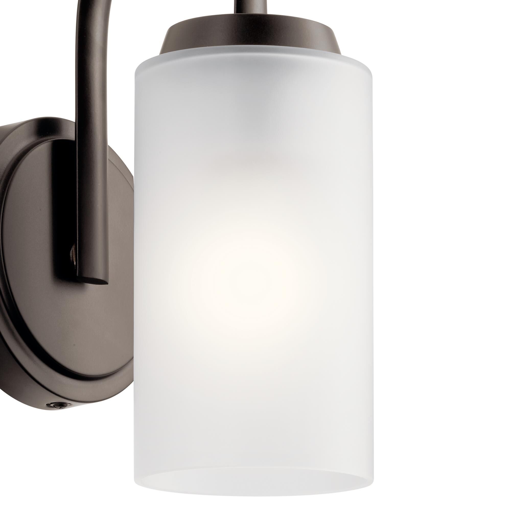 Shown in Olde Bronze finish and Satin Etched glass