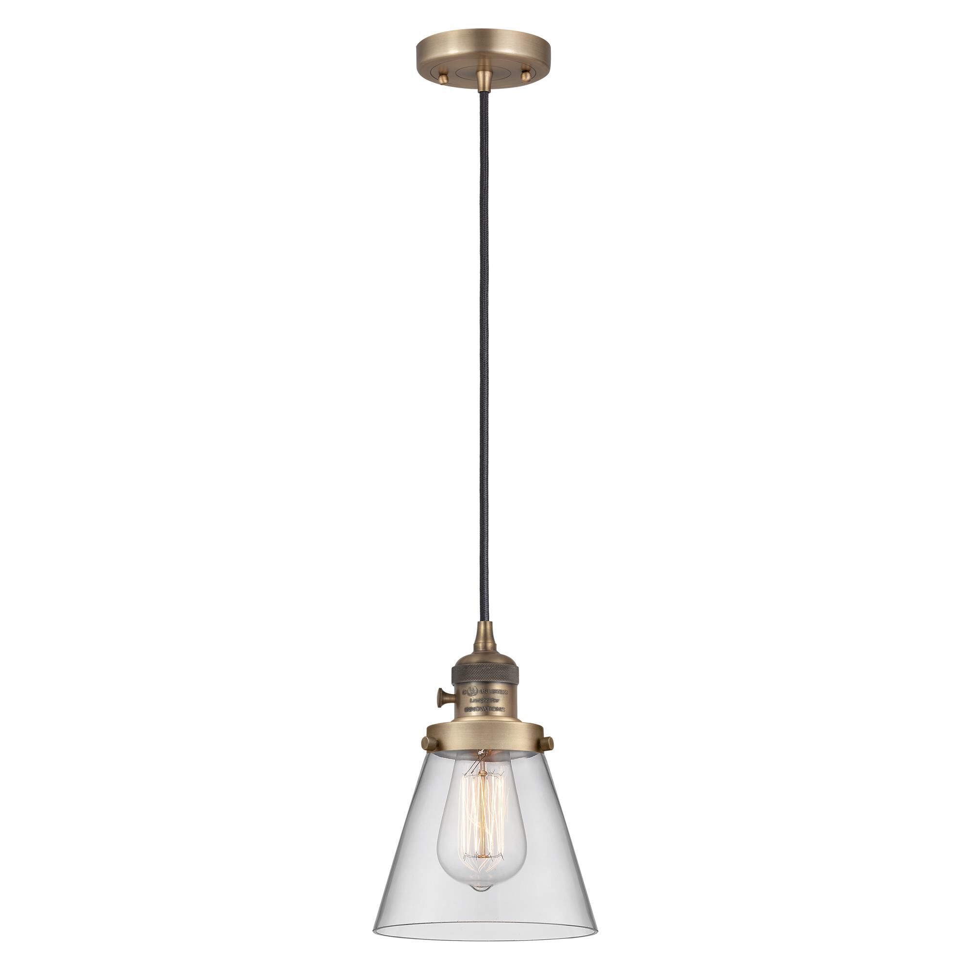 Shown in Brushed Brass finish and Clear glass