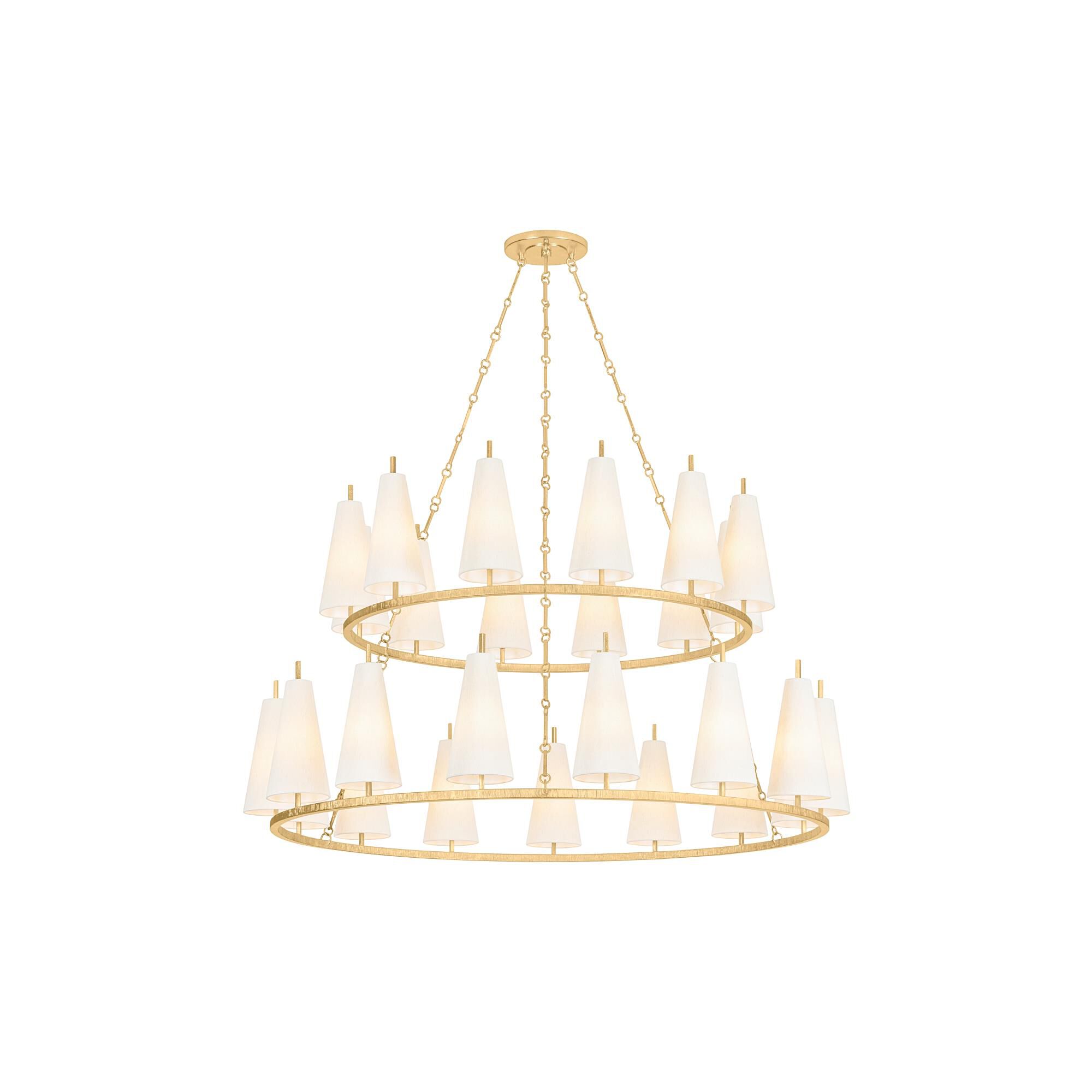 Shown in Vintage Gold Leaf finish and Raw Silk shade