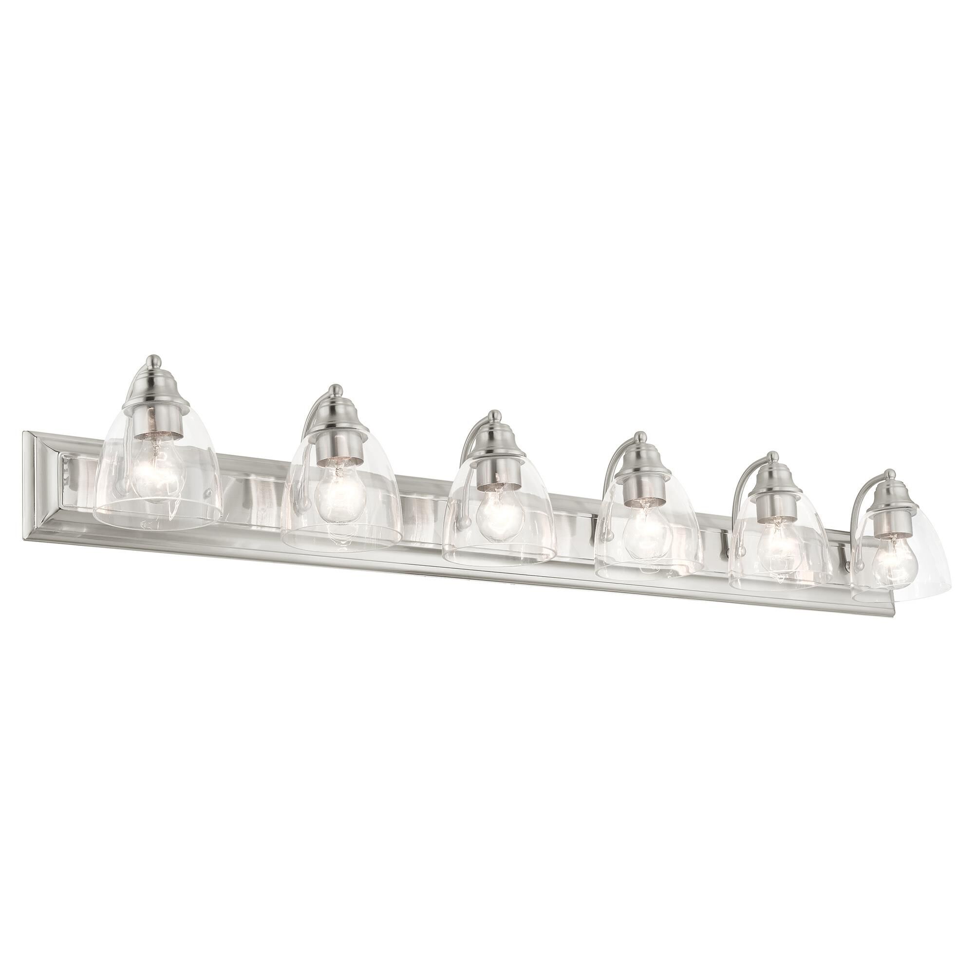 Shown in Brushed Nickel finish and Hand Blown Clear glass