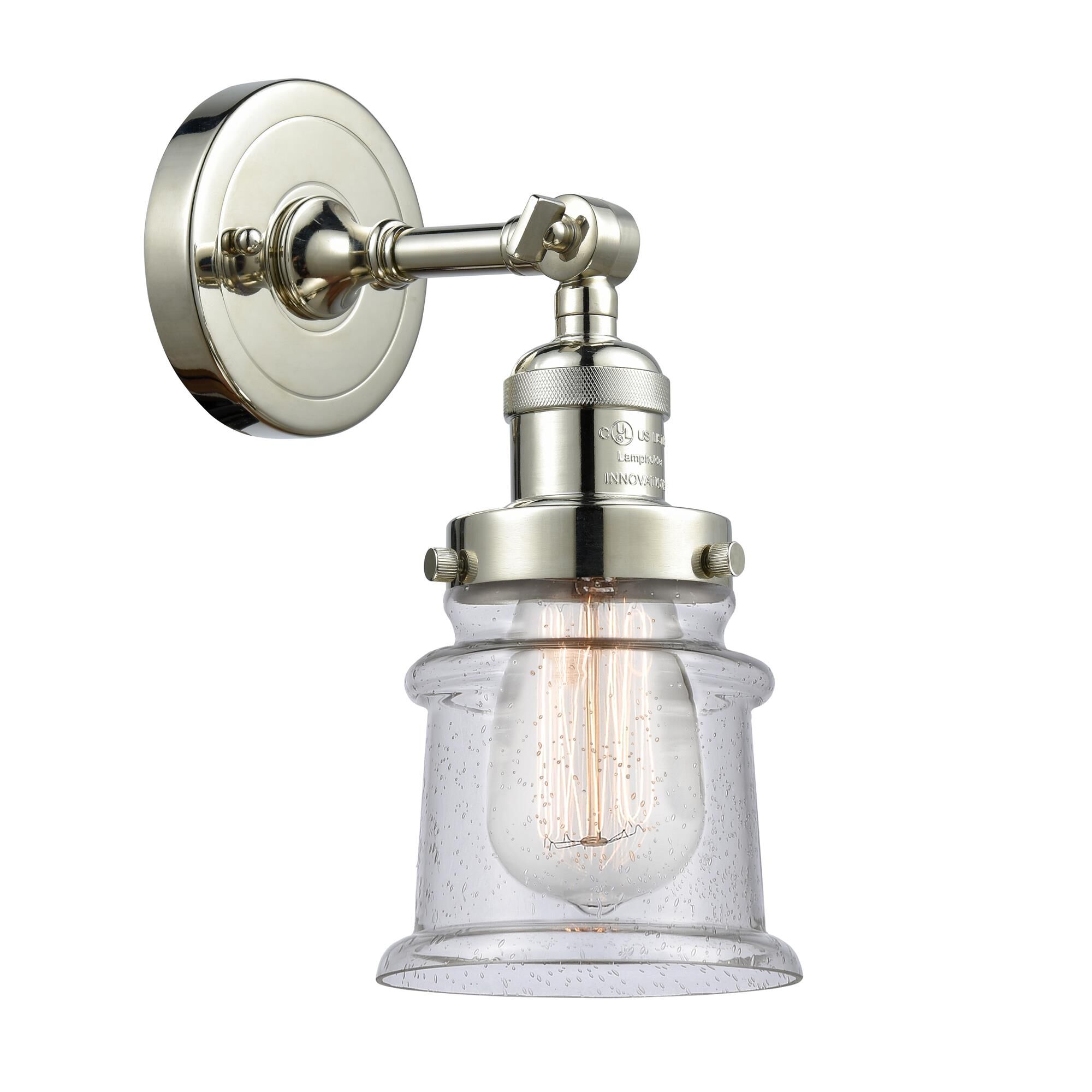 Shown in Polished Nickel finish and Seedy glass