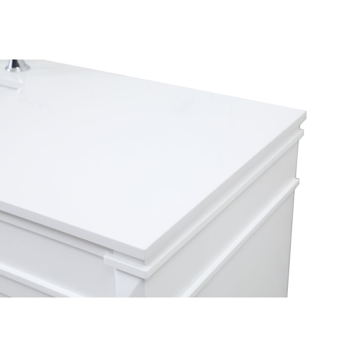 Shown in White finish and Single Bathroom Vanity accent