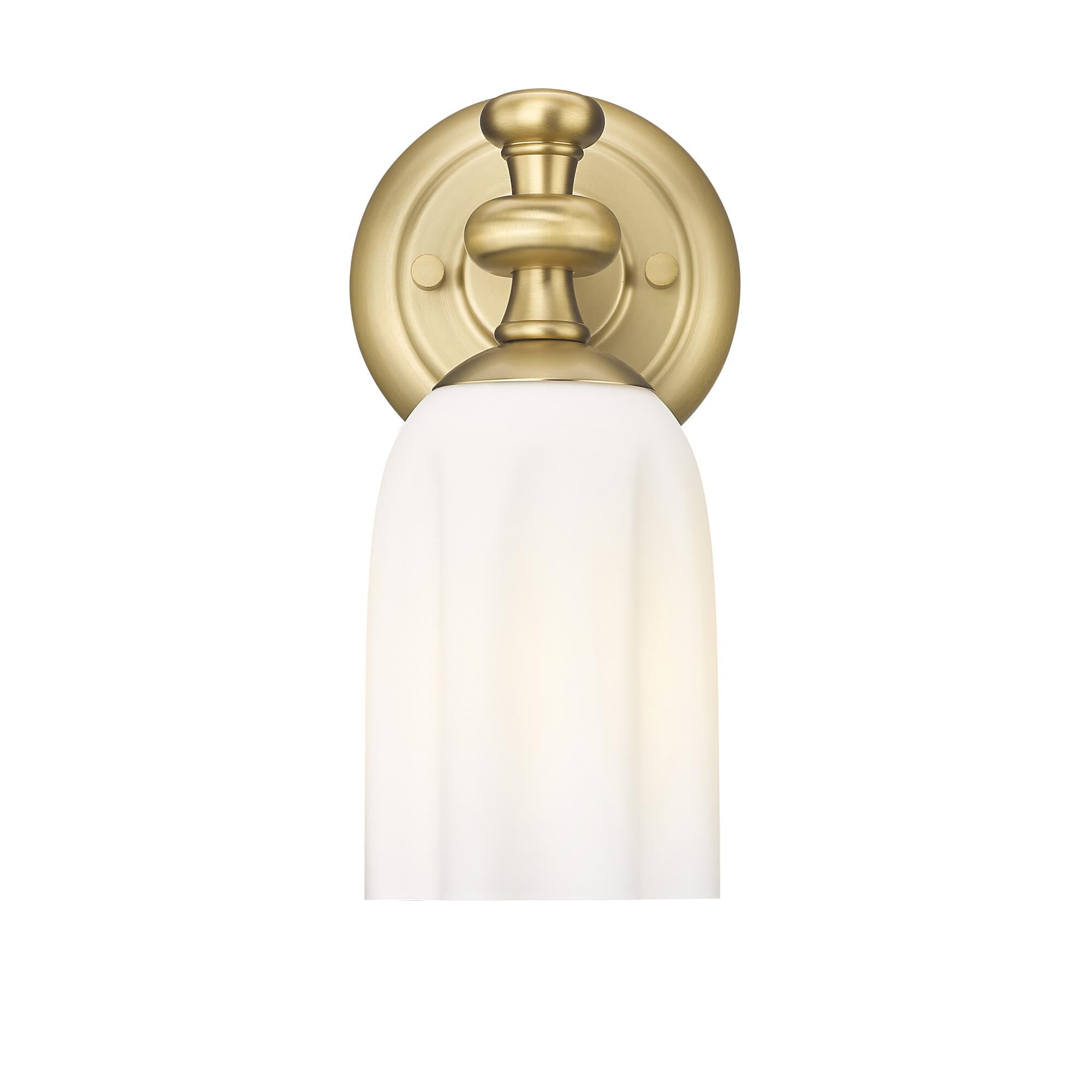 Shown in Modern Gold finish and Opal Etched glass and Opal Etched shade