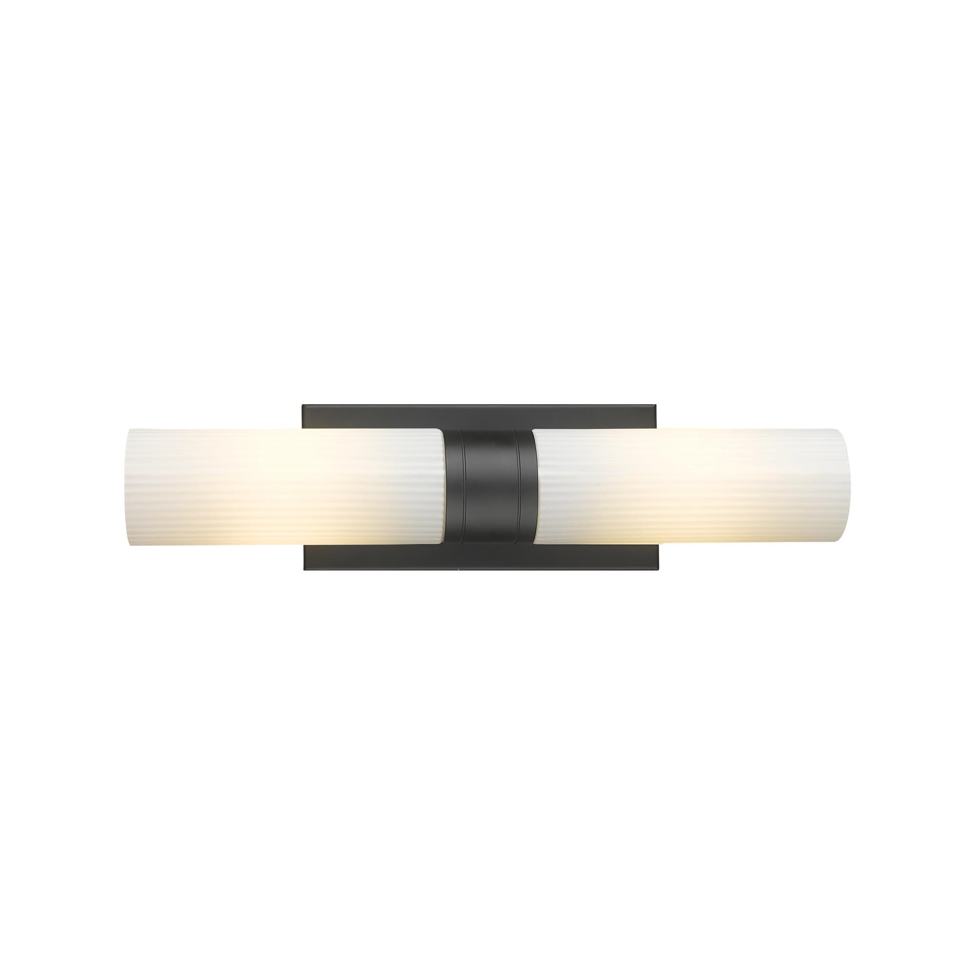 Shown in Matte Black finish and Striped White glass