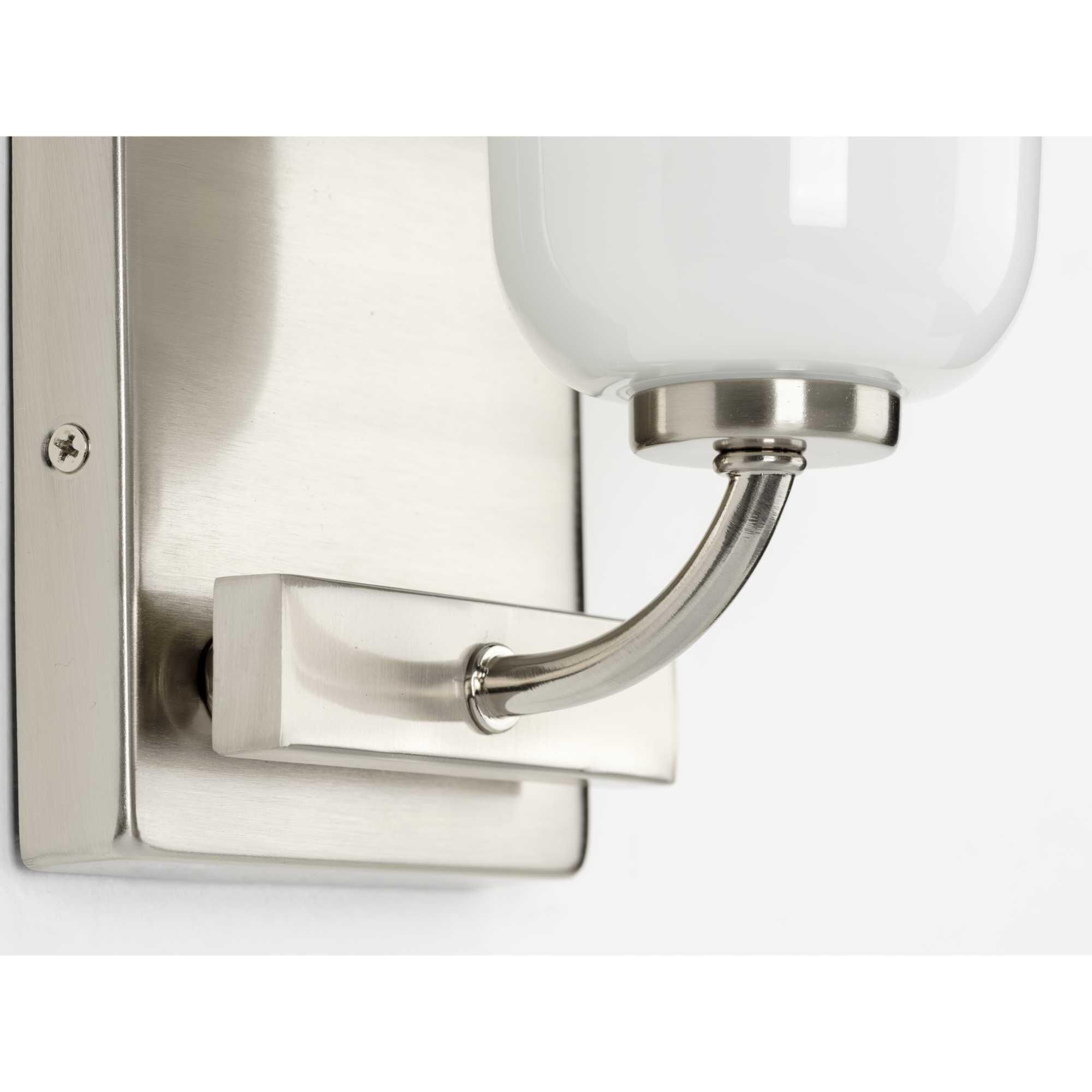 Shown in Brushed Nickel finish and White Opal glass