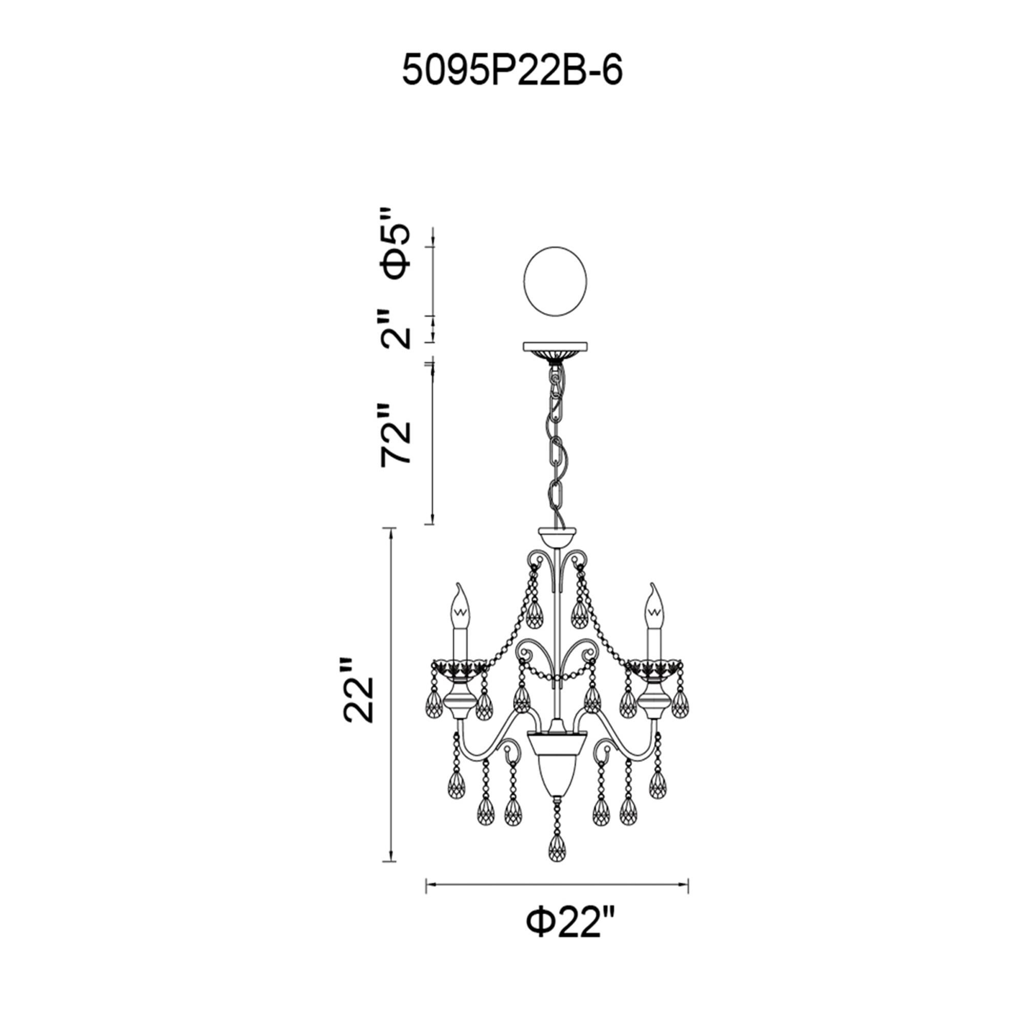 Keen 22 Inch 6 Light Mini Chandelier by CWI Lighting