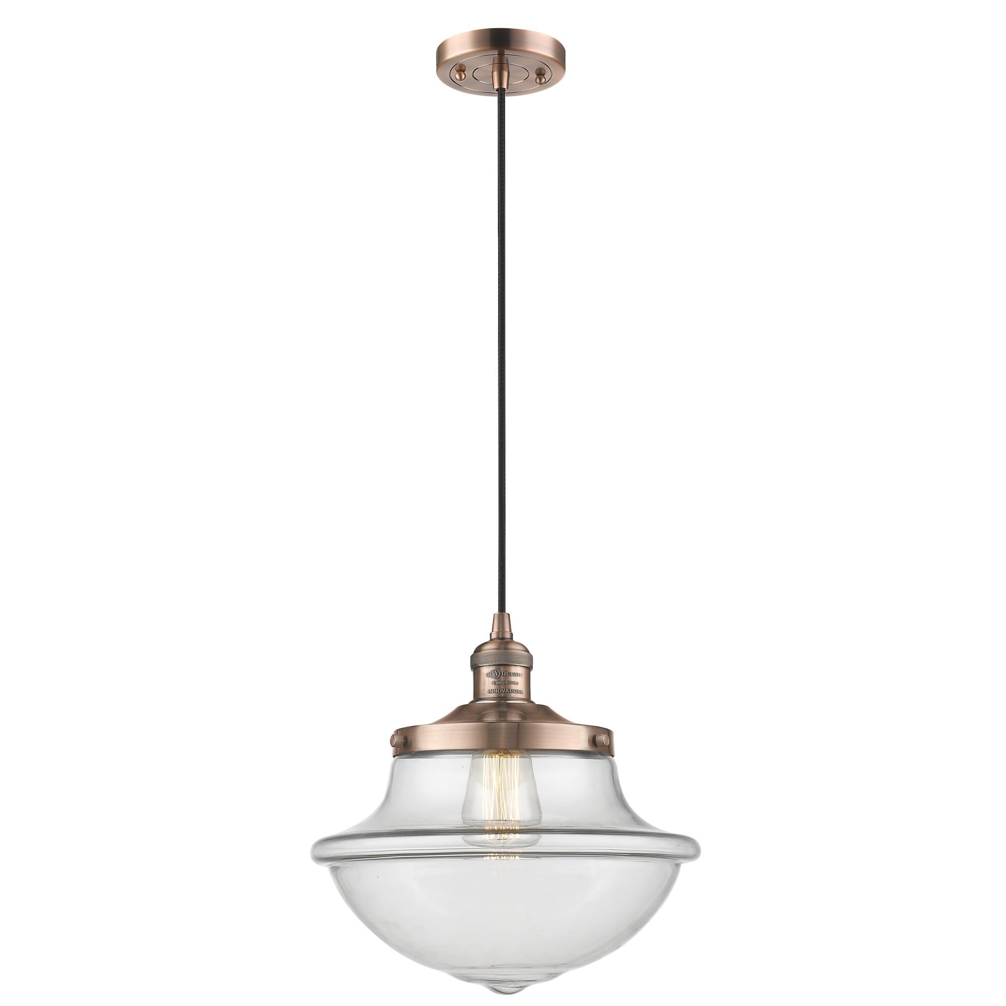 Shown in Antique Copper finish and Clear glass