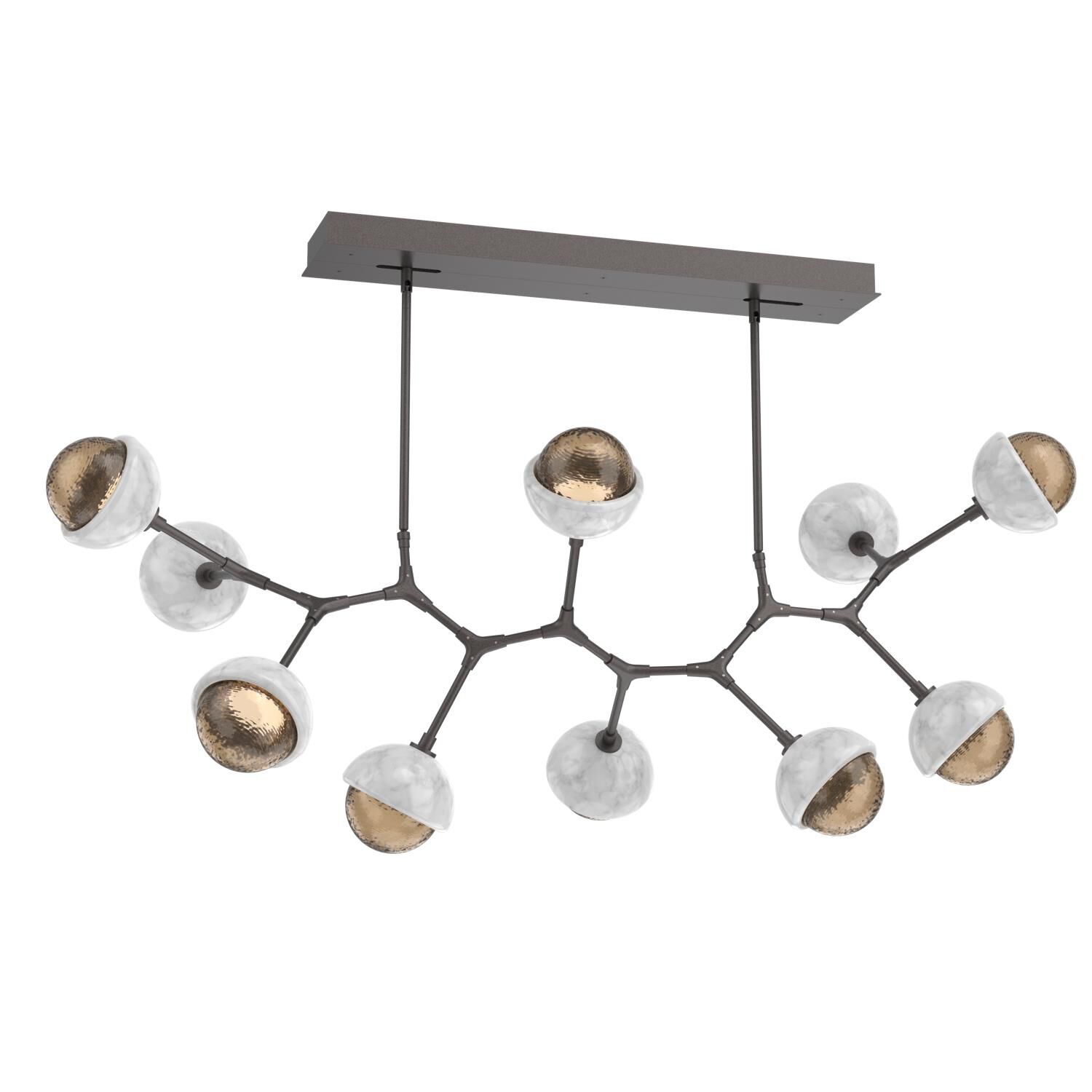 Shown in Graphite finish and Bronze glass and White Marble accent