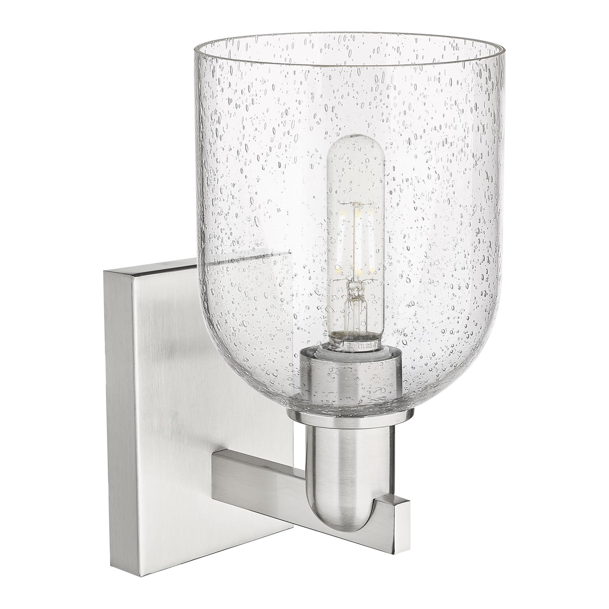 Shown in Brushed Satin Nickel finish and Seedy glass